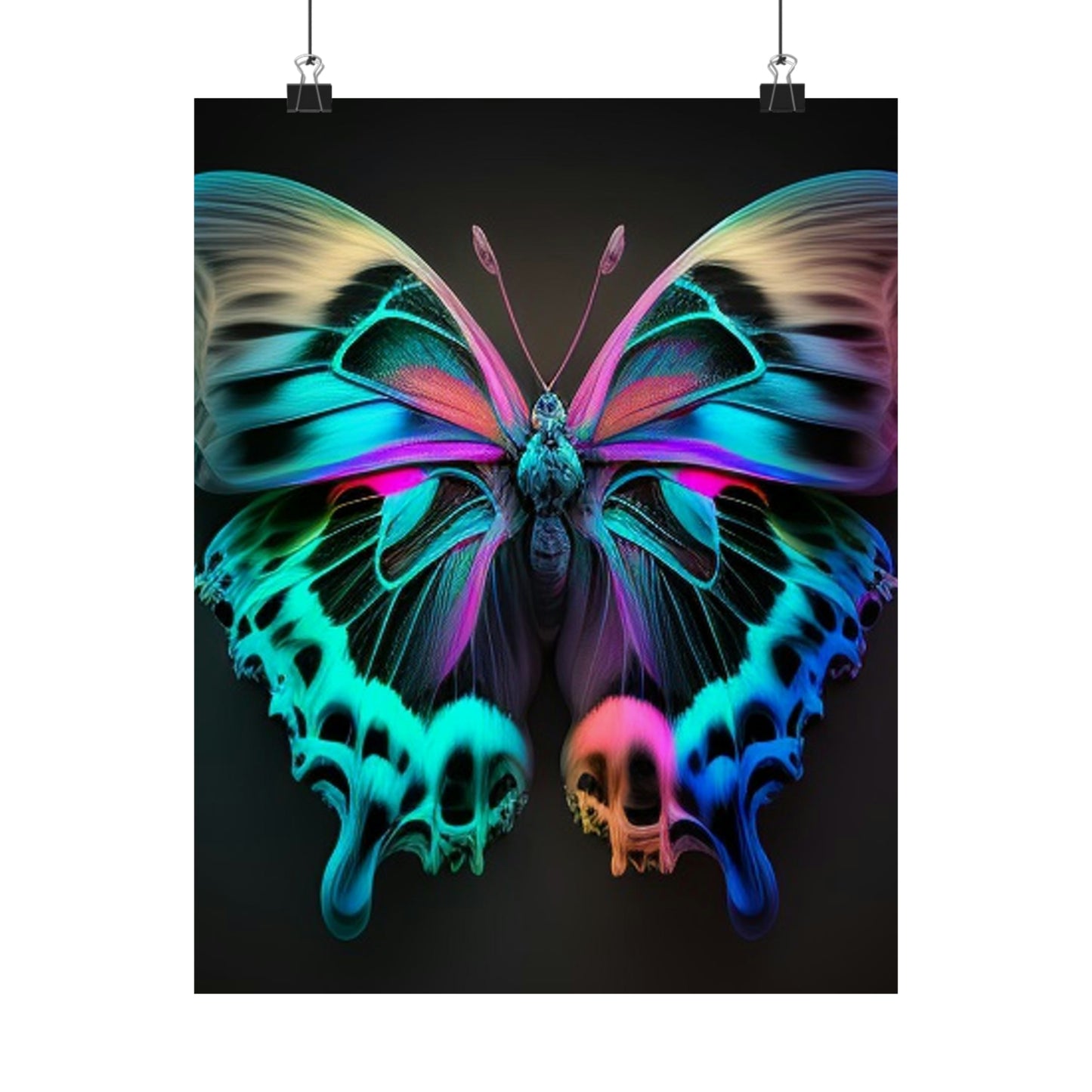 Premium Matte Vertical Posters Neon Butterfly Fusion 2