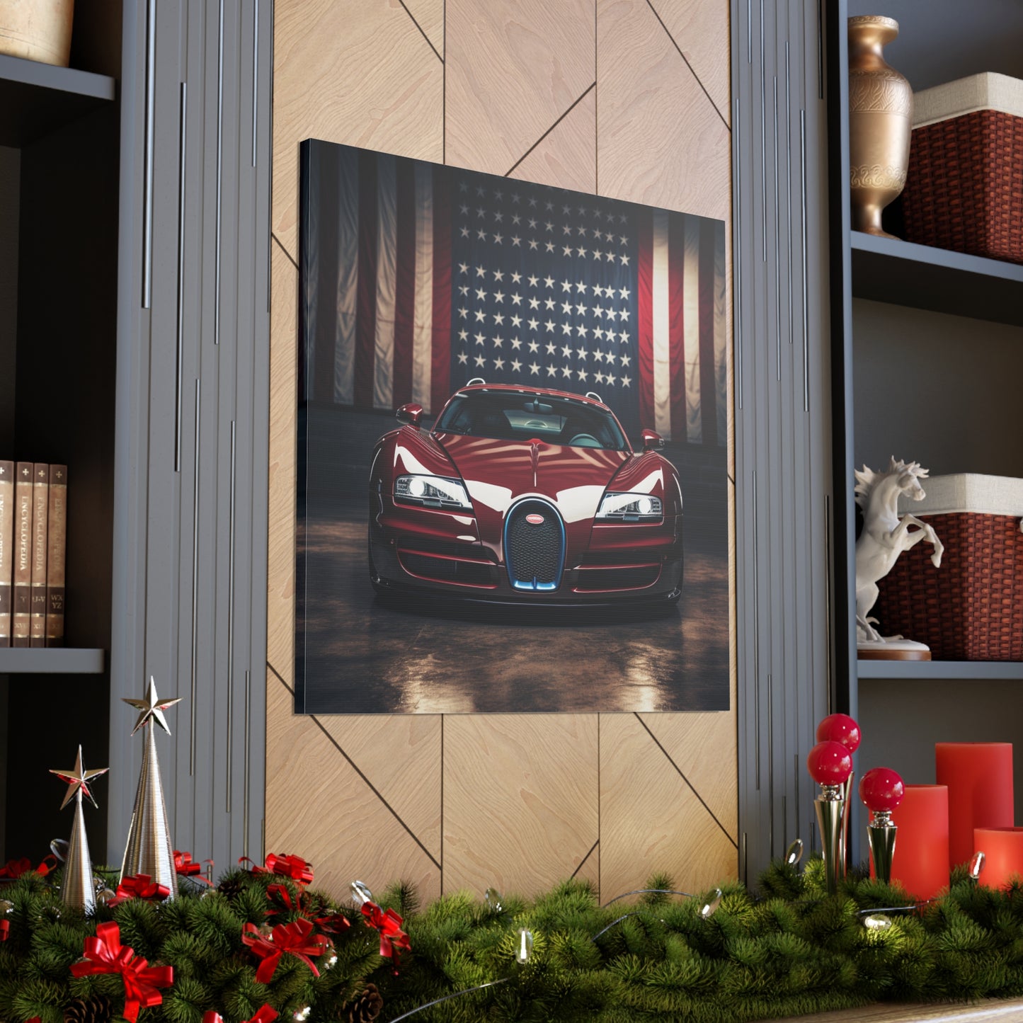 Canvas Gallery Wraps American Flag Background Bugatti 1