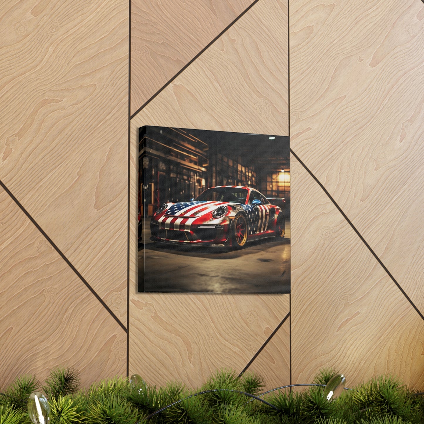 Canvas Gallery Wraps American Flag Porsche 4