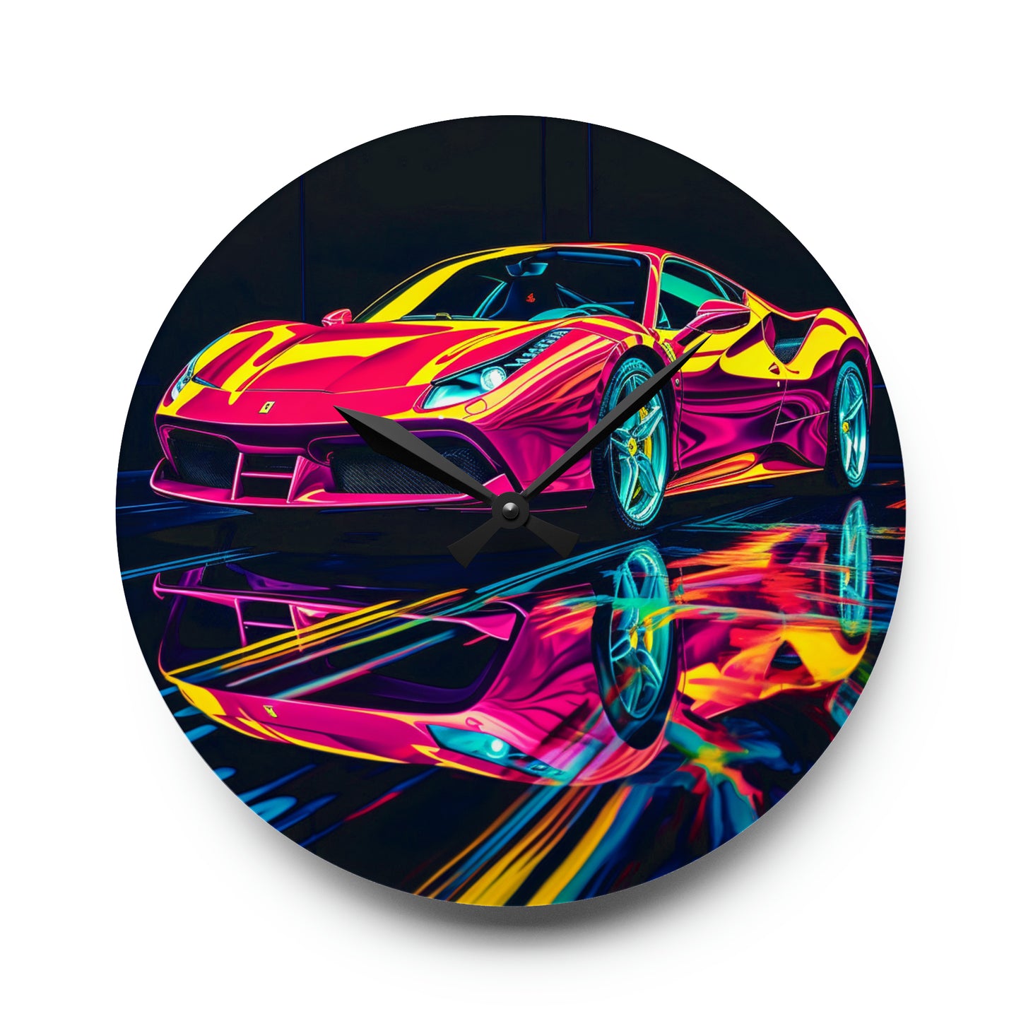 Acrylic Wall Clock Pink Ferrari Macro 1