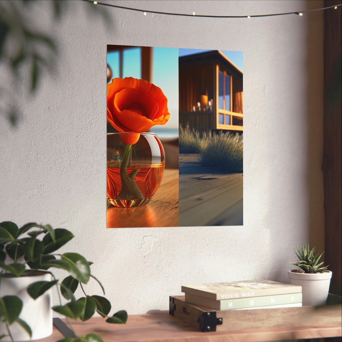 Premium Matte Vertical Posters Poppy in a Glass Vase 3