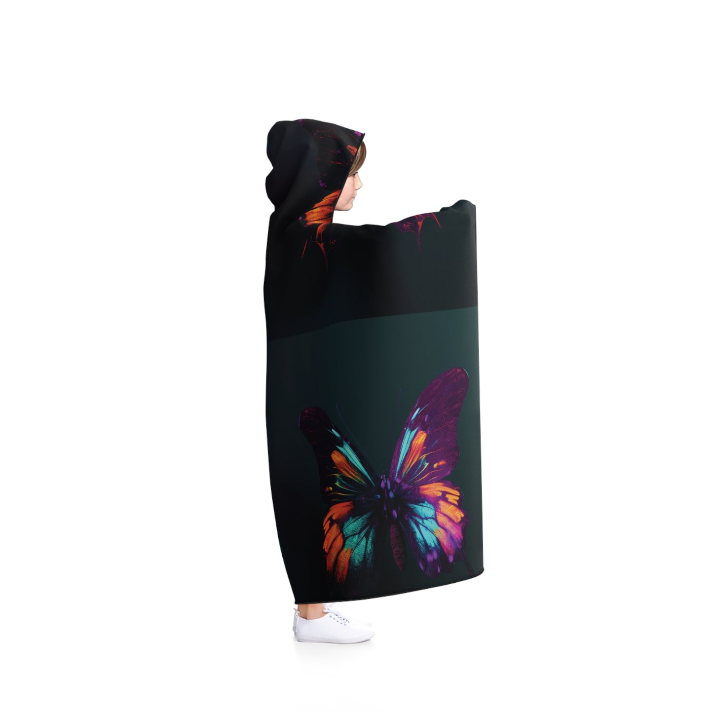 Hooded Blanket Hyper Colorful Butterfly Purple 5