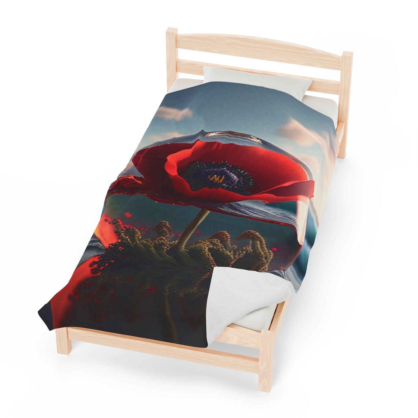 Velveteen Plush Blanket Red Anemone in a Vase 4