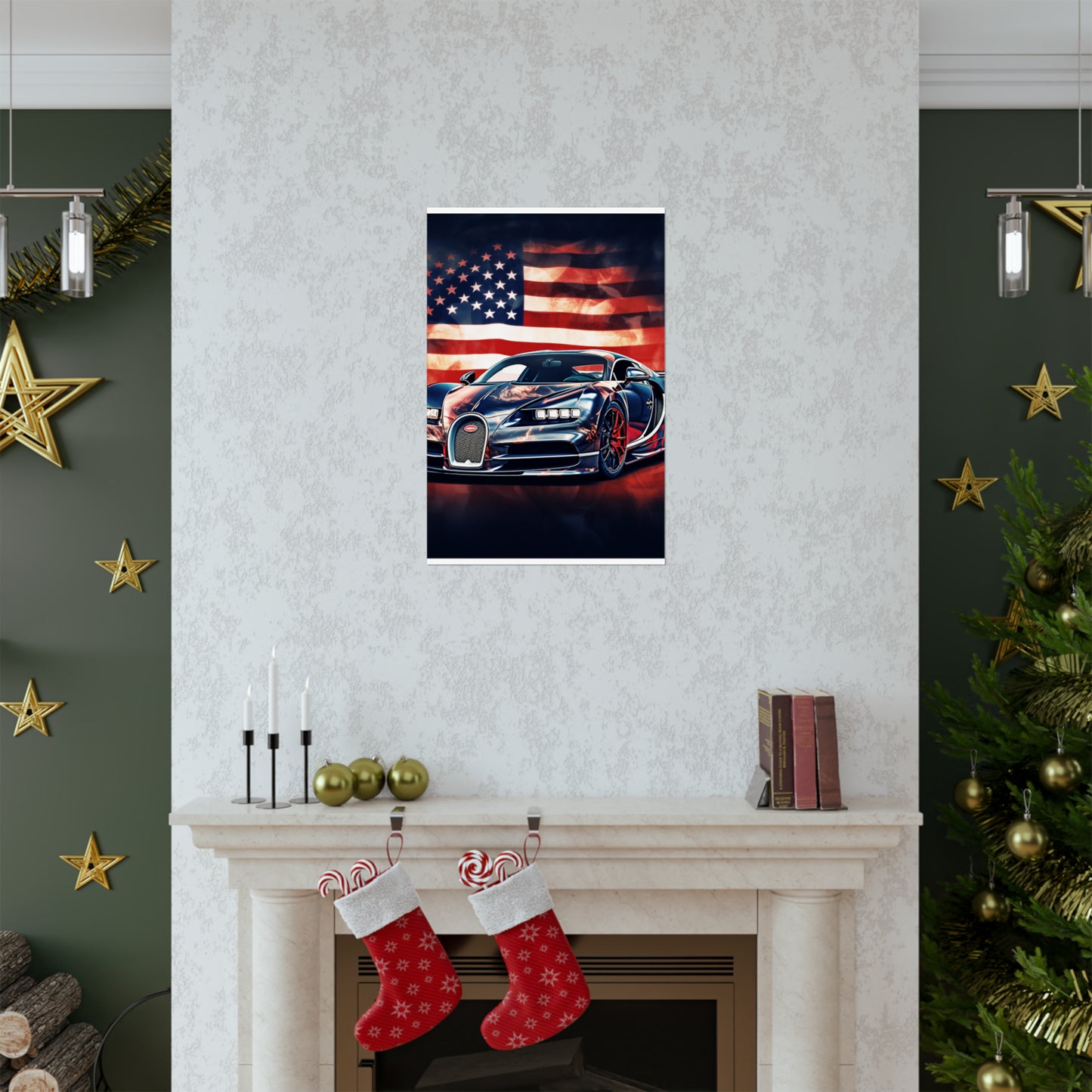 Premium Matte Vertical Posters Abstract American Flag Background Bugatti 4