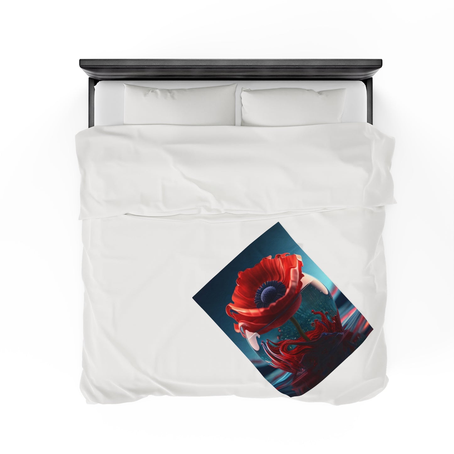 Velveteen Plush Blanket Red Anemone in a Vase 2