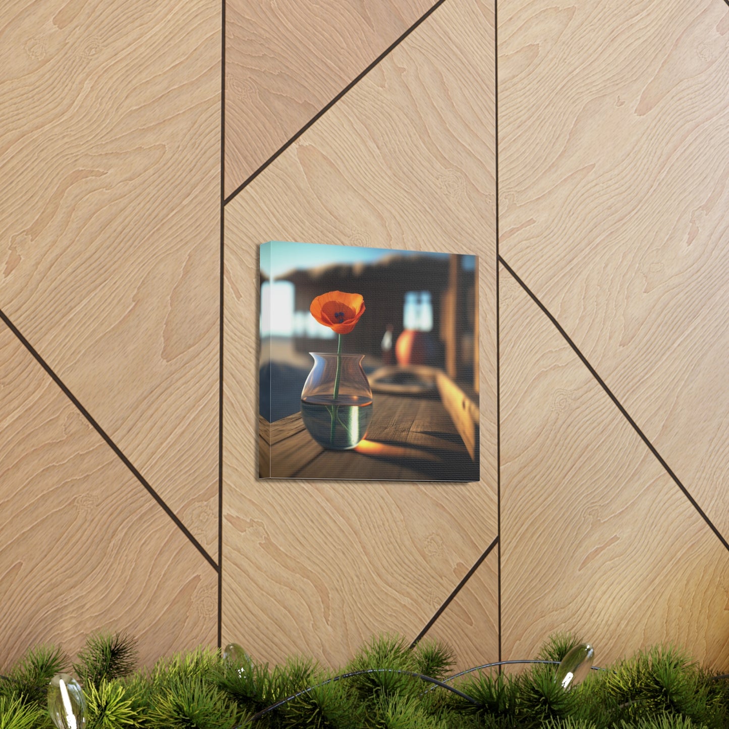Canvas Gallery Wraps Poppy in a Glass Vase 2