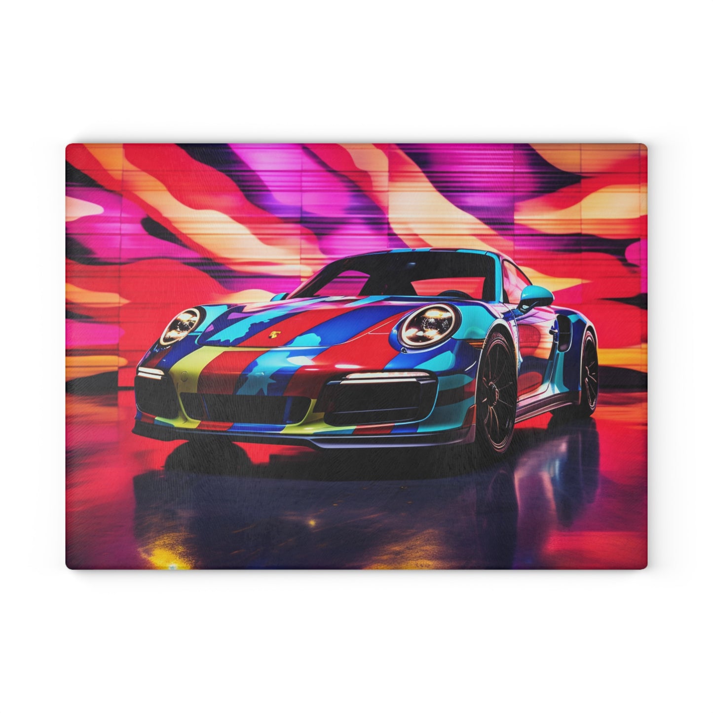 Glass Cutting Board Macro American Flag Porsche 1