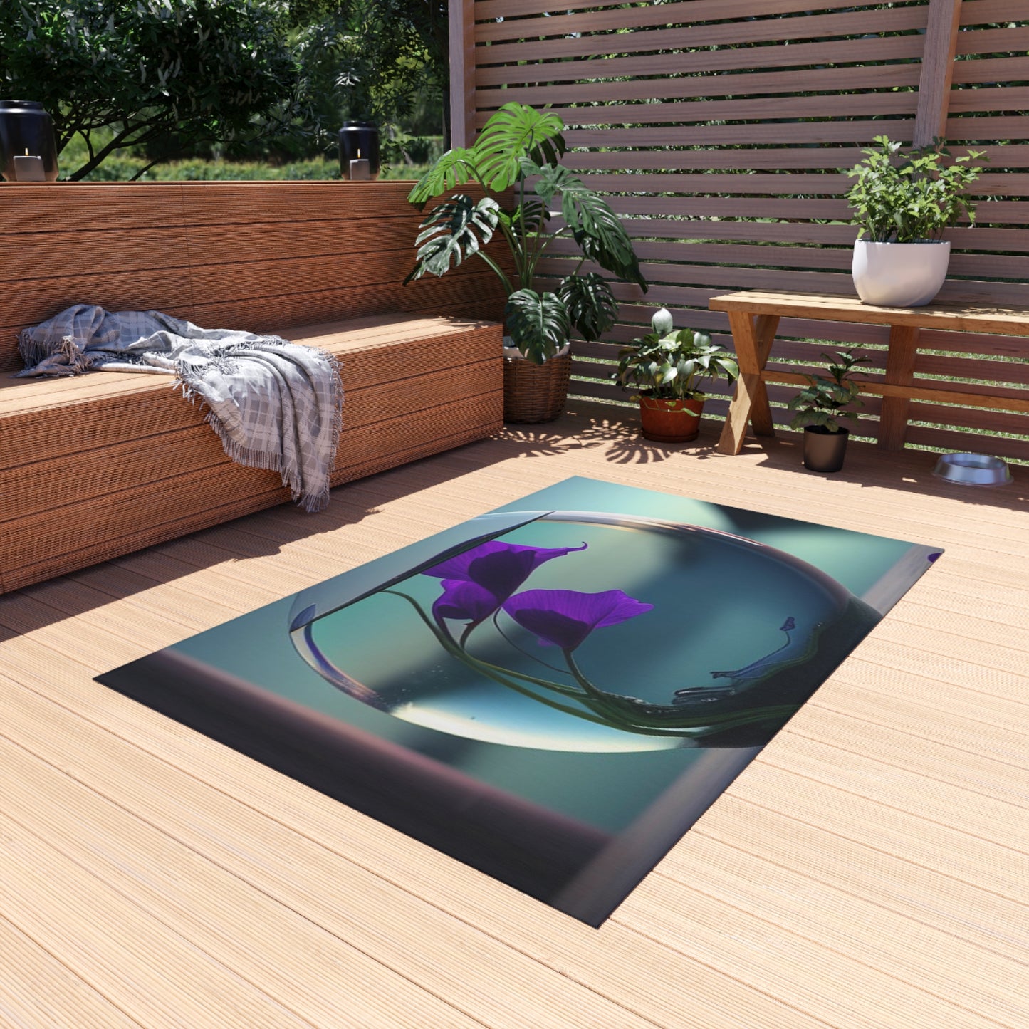 Outdoor Rug  Purple Sweet pea in a vase 2