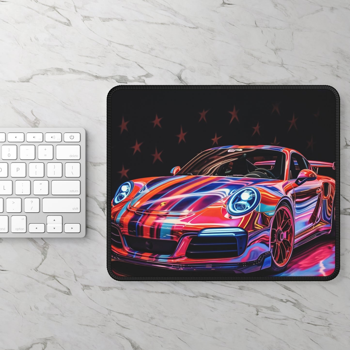 Gaming Mouse Pad  American Flag Colored Porsche 1