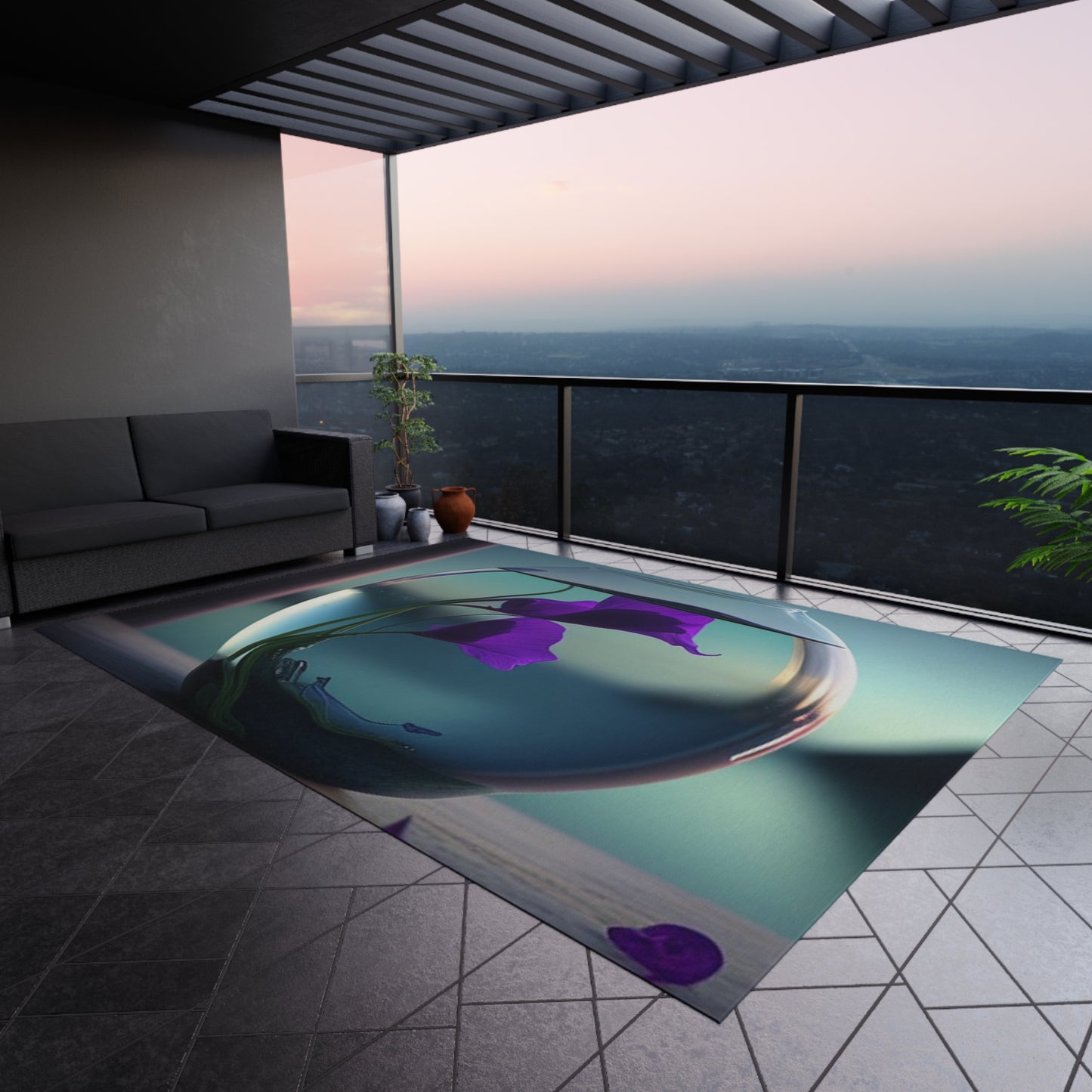 Outdoor Rug  Purple Sweet pea in a vase 2