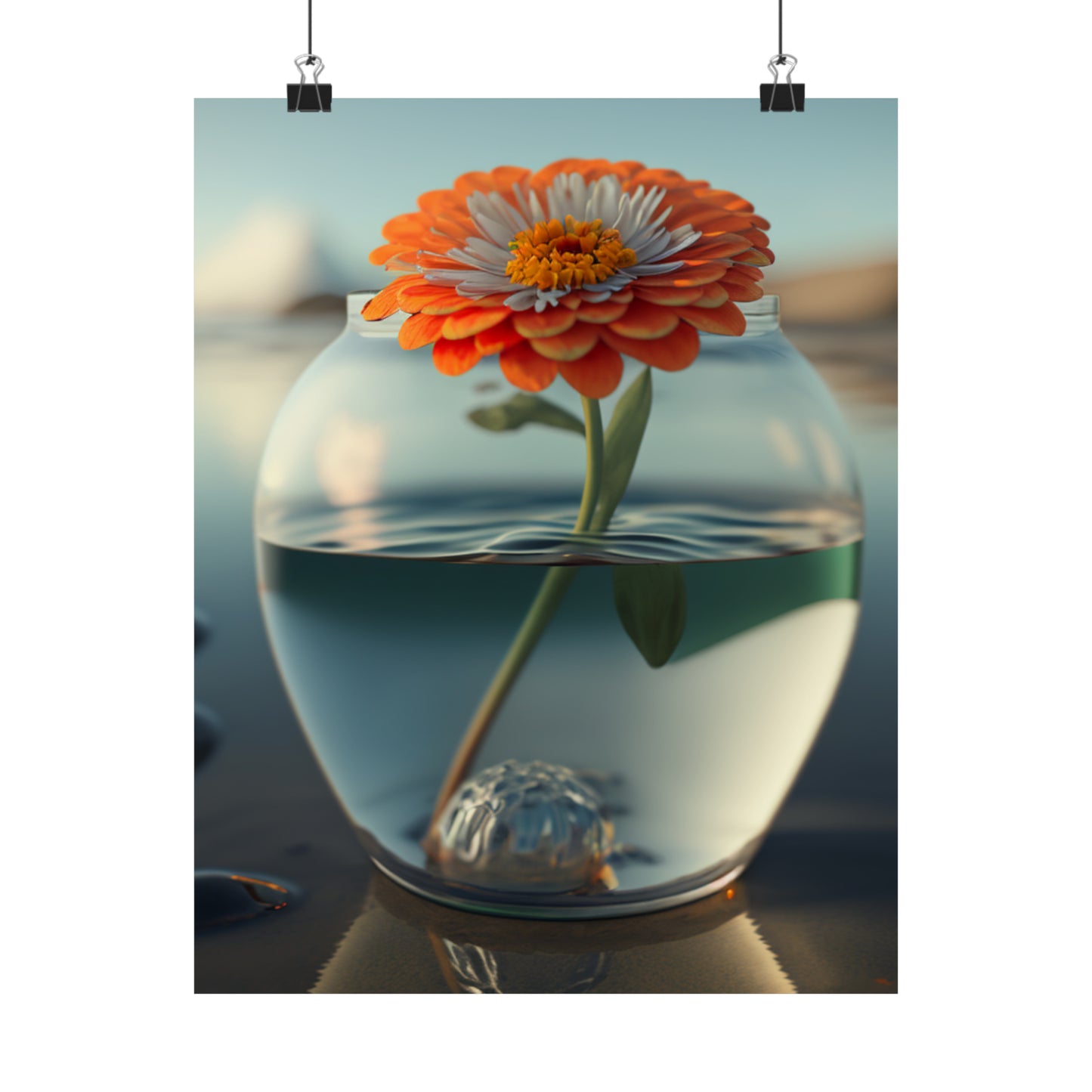 Premium Matte Vertical Posters Orange Zinnia 3