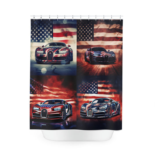 Polyester Shower Curtain Abstract American Flag Background Bugatti 5
