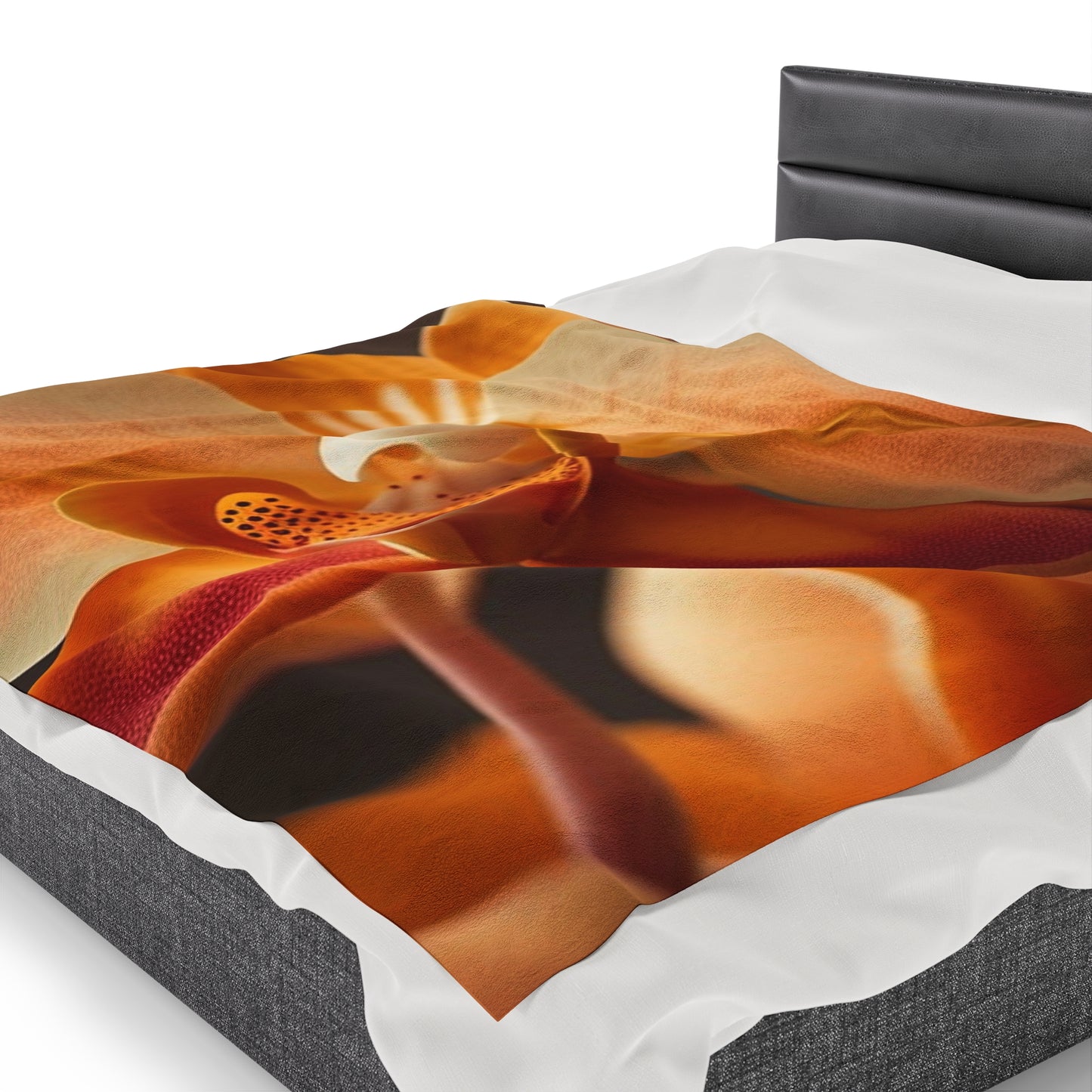 Velveteen Plush Blanket Orange Orchid 3