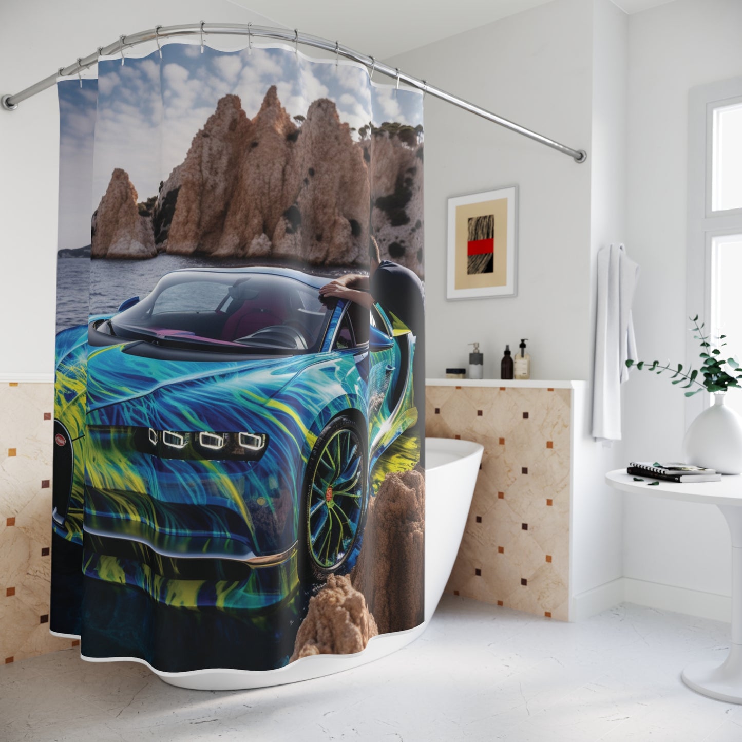Polyester Shower Curtain Bugatti Water 1