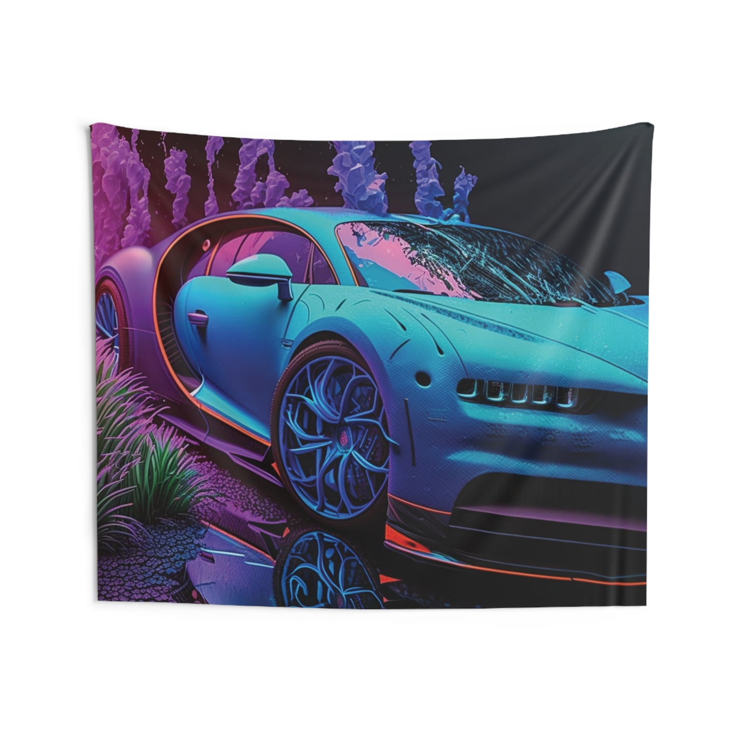 Indoor Wall Tapestries Bugatti Neon Chiron 2