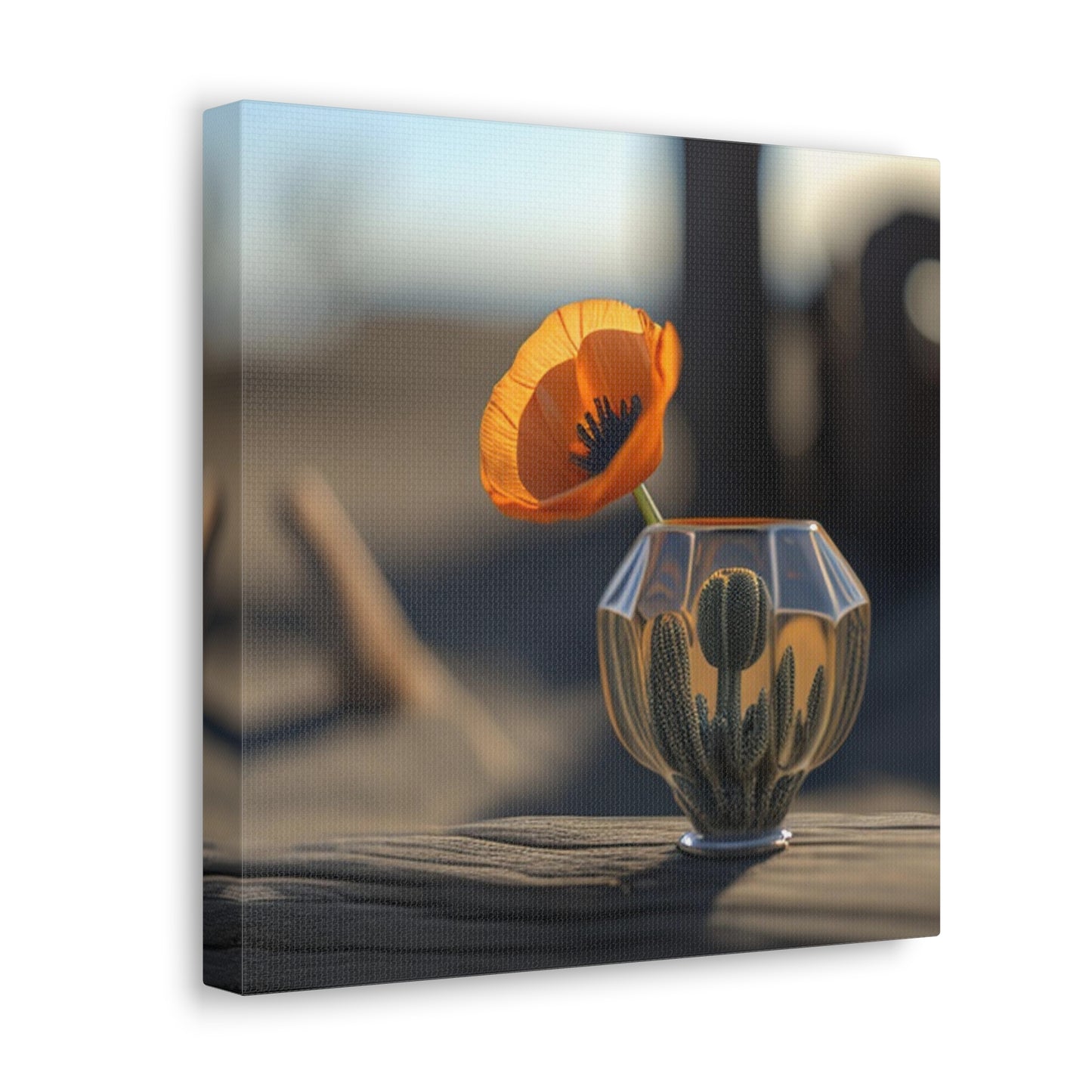 Canvas Gallery Wraps Orange Poppy in a Vase 2