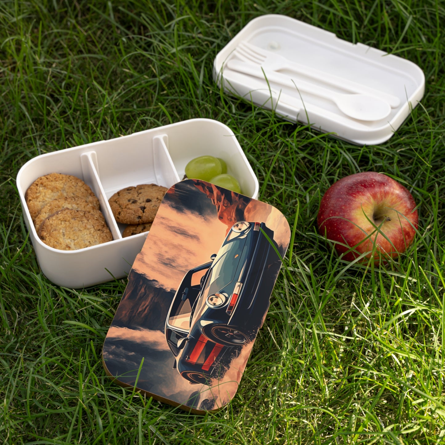 Bento Lunch Box American Flag Porsche Abstract 3