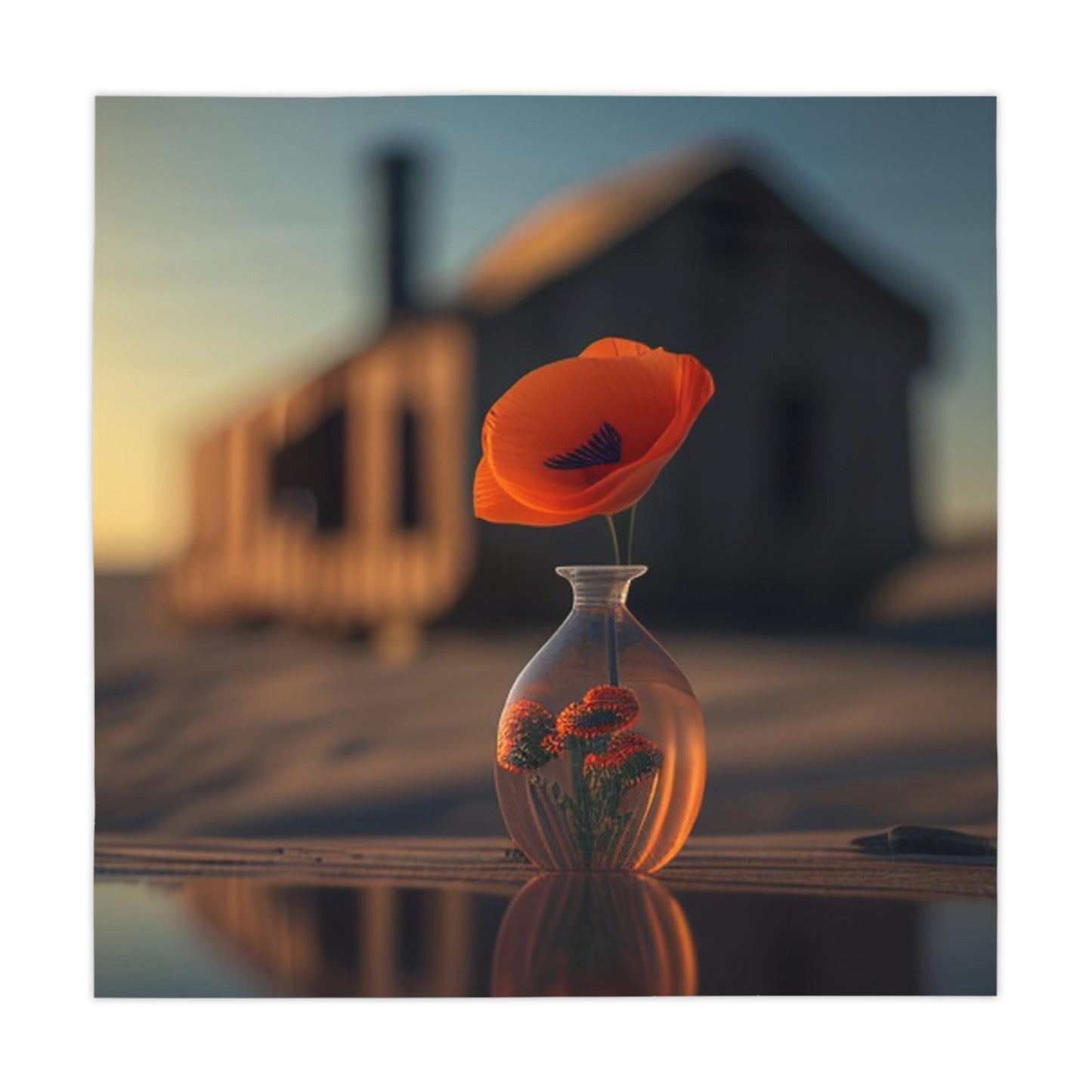 Tablecloth Orange Poppy in a Vase 3