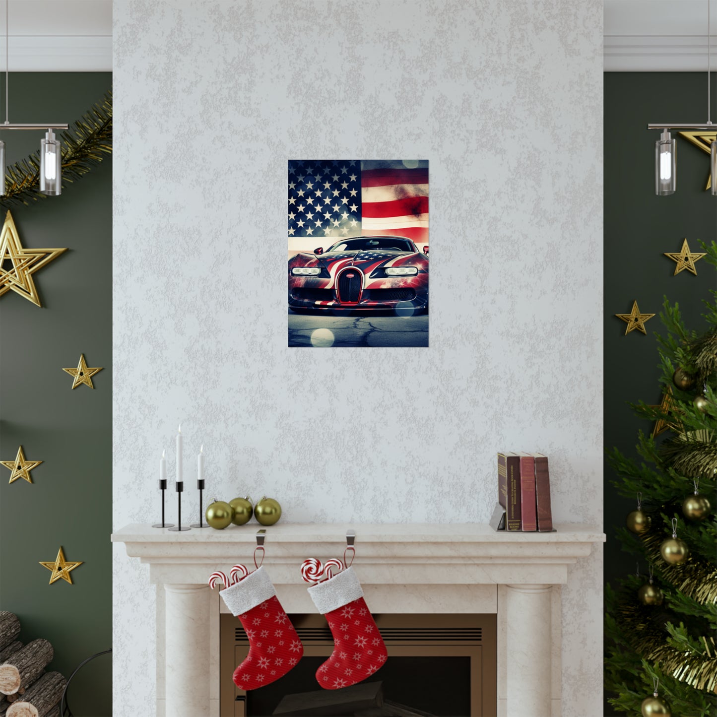 Premium Matte Vertical Posters Abstract American Flag Background Bugatti 1