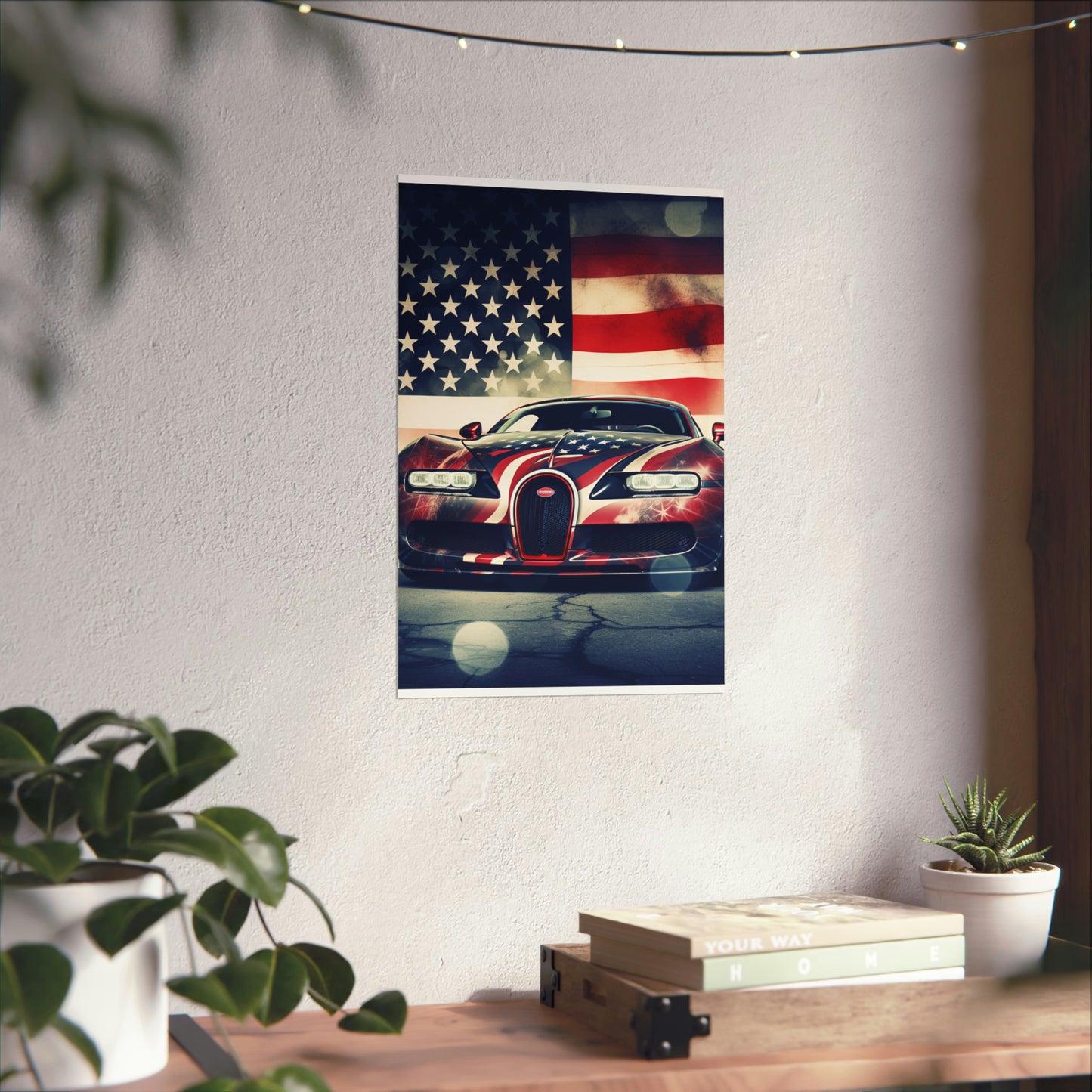 Premium Matte Vertical Posters Abstract American Flag Background Bugatti 1