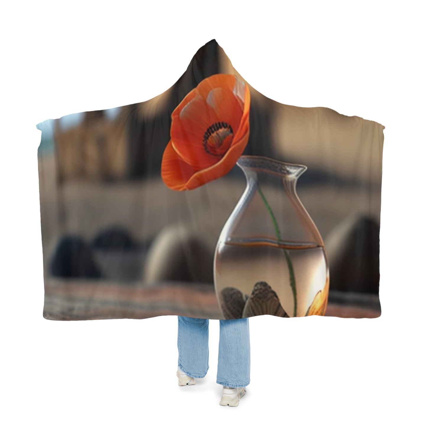 Snuggle Hooded Blanket Poppy in a Glass Vase 1