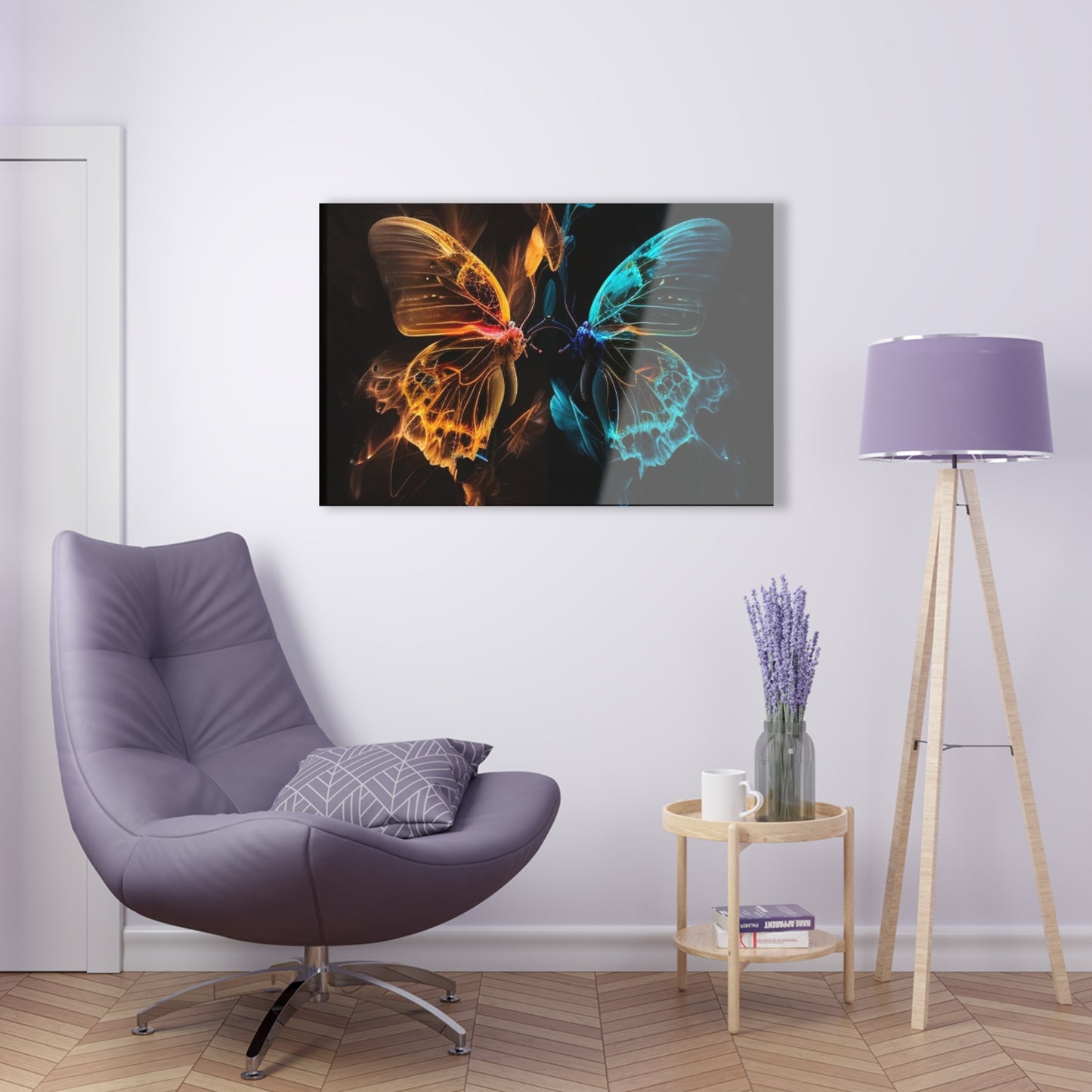 Acrylic Prints Kiss Neon Butterfly 2