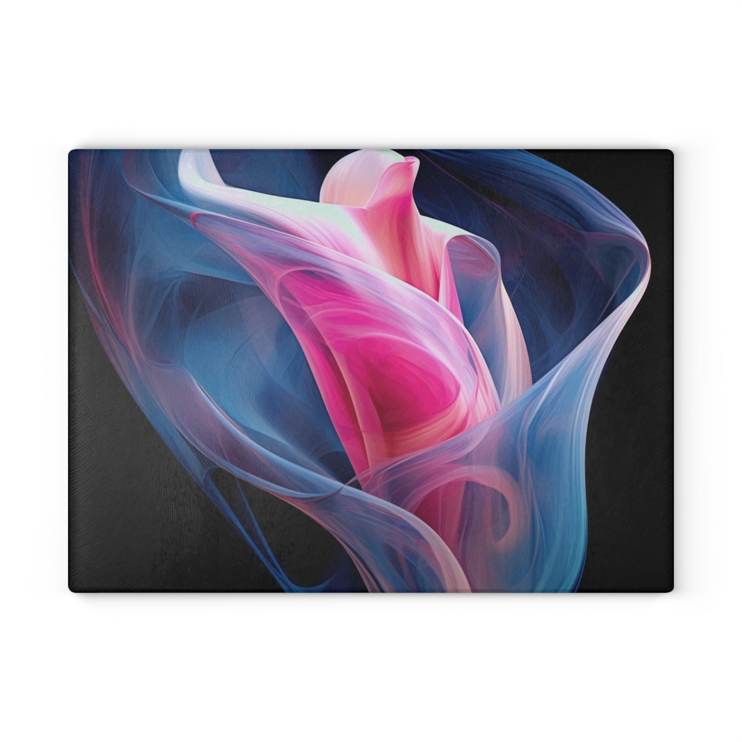 Glass Cutting Board Pink & Blue Tulip Rose 3