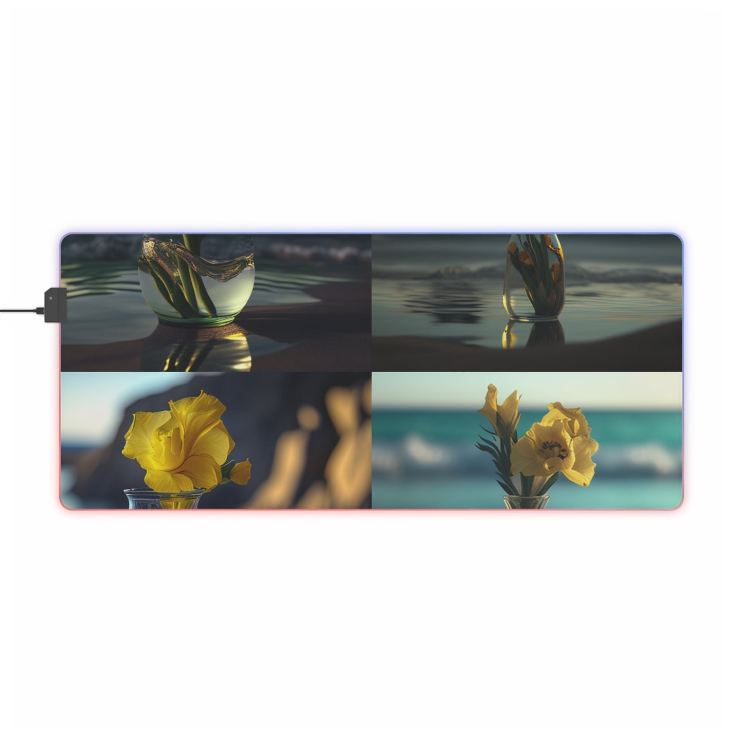 LED Gaming Mouse Pad Yellow Gladiolus glass 5