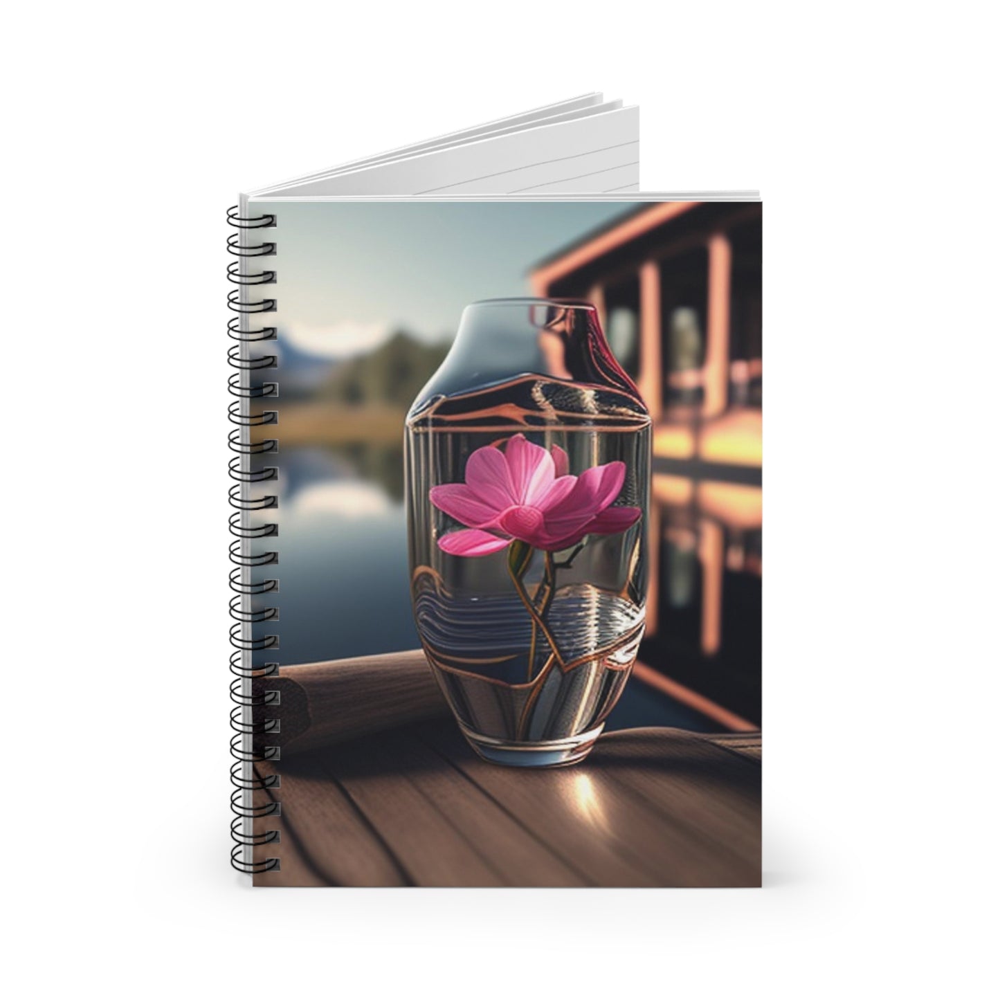 Spiral Notebook - Ruled Line Magnolia in a Glass vase 3