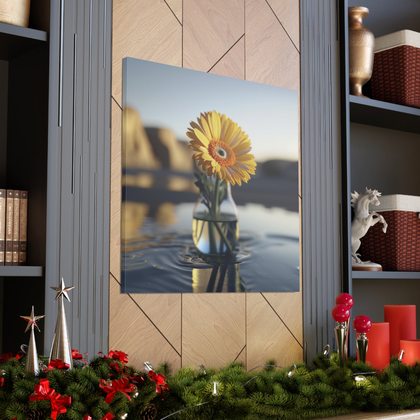 Canvas Gallery Wraps yello Gerbera glass 4