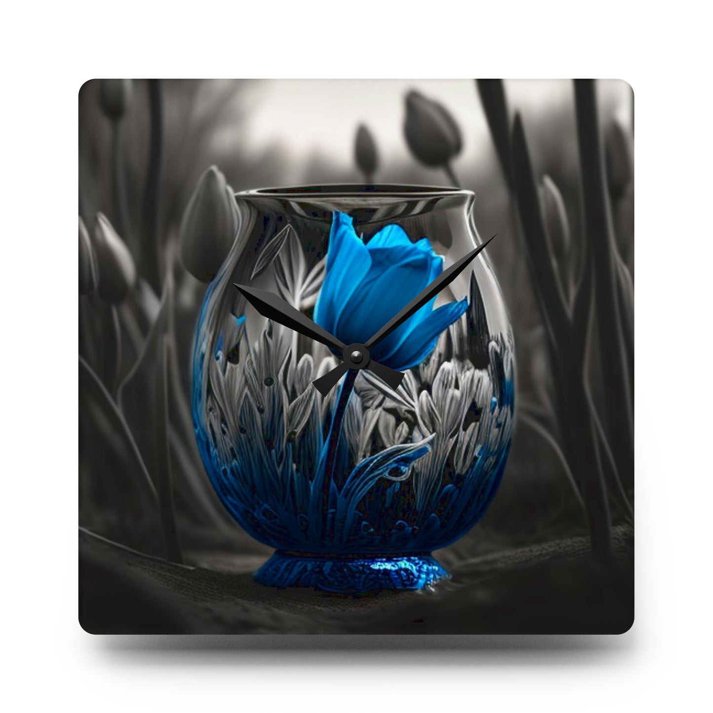 Acrylic Wall Clock Tulip Blue 1