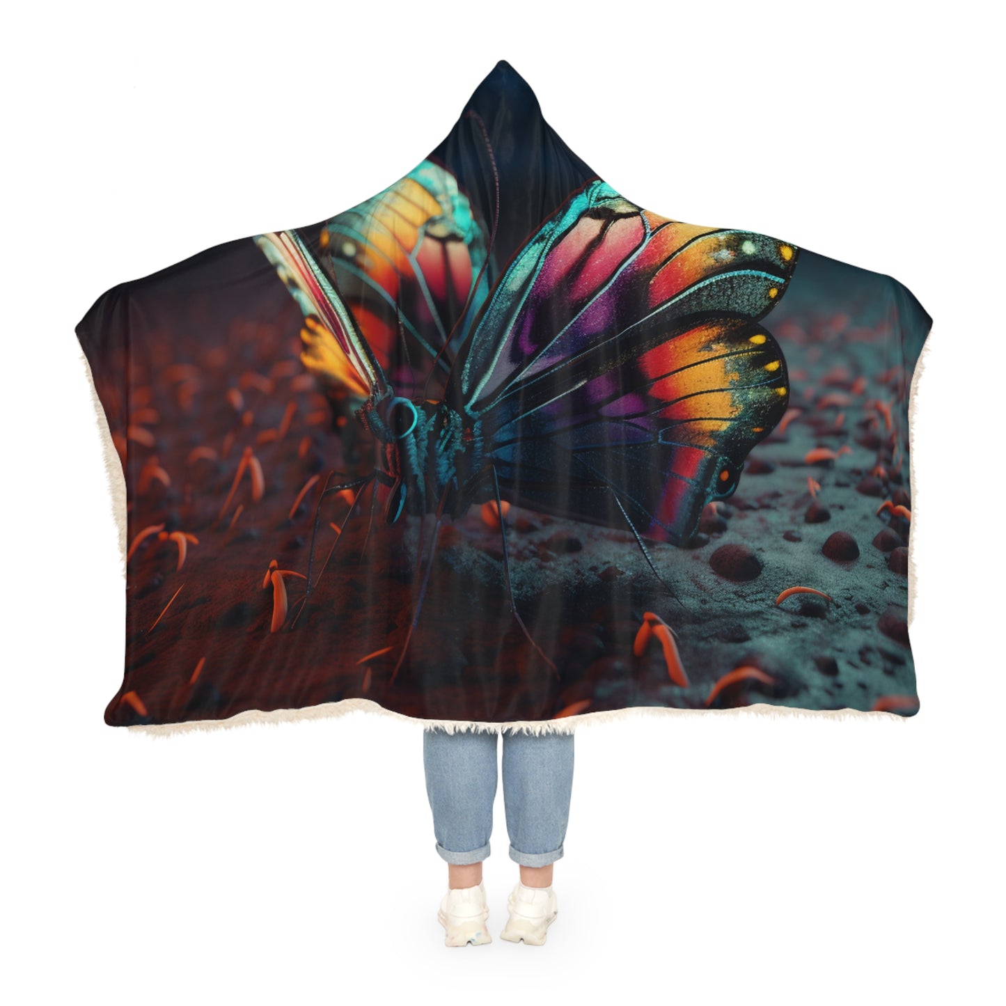 Snuggle Hooded Blanket Hyper Colorful Butterfly Macro 1