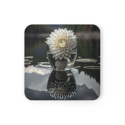 Corkwood Coaster Set White Dahlia 3