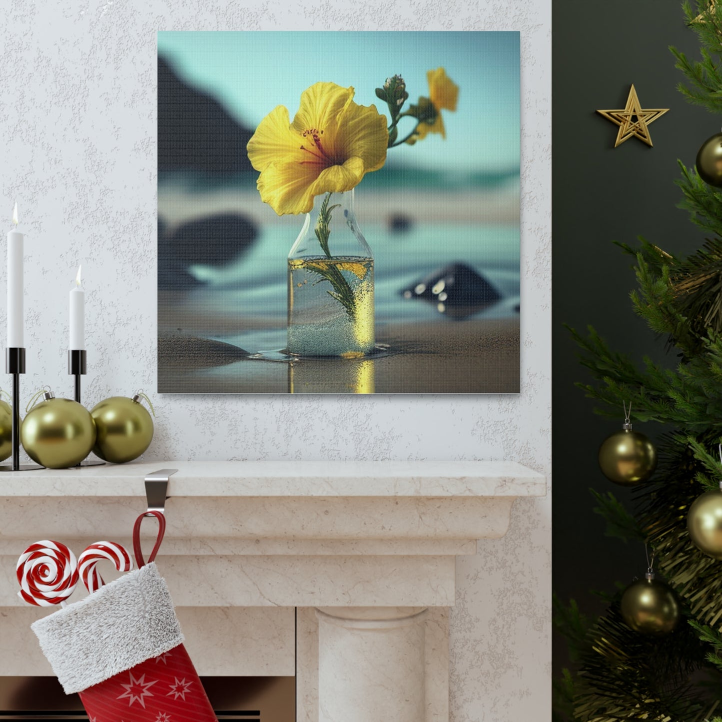 Canvas Gallery Wraps Yellow Hibiscus glass 3