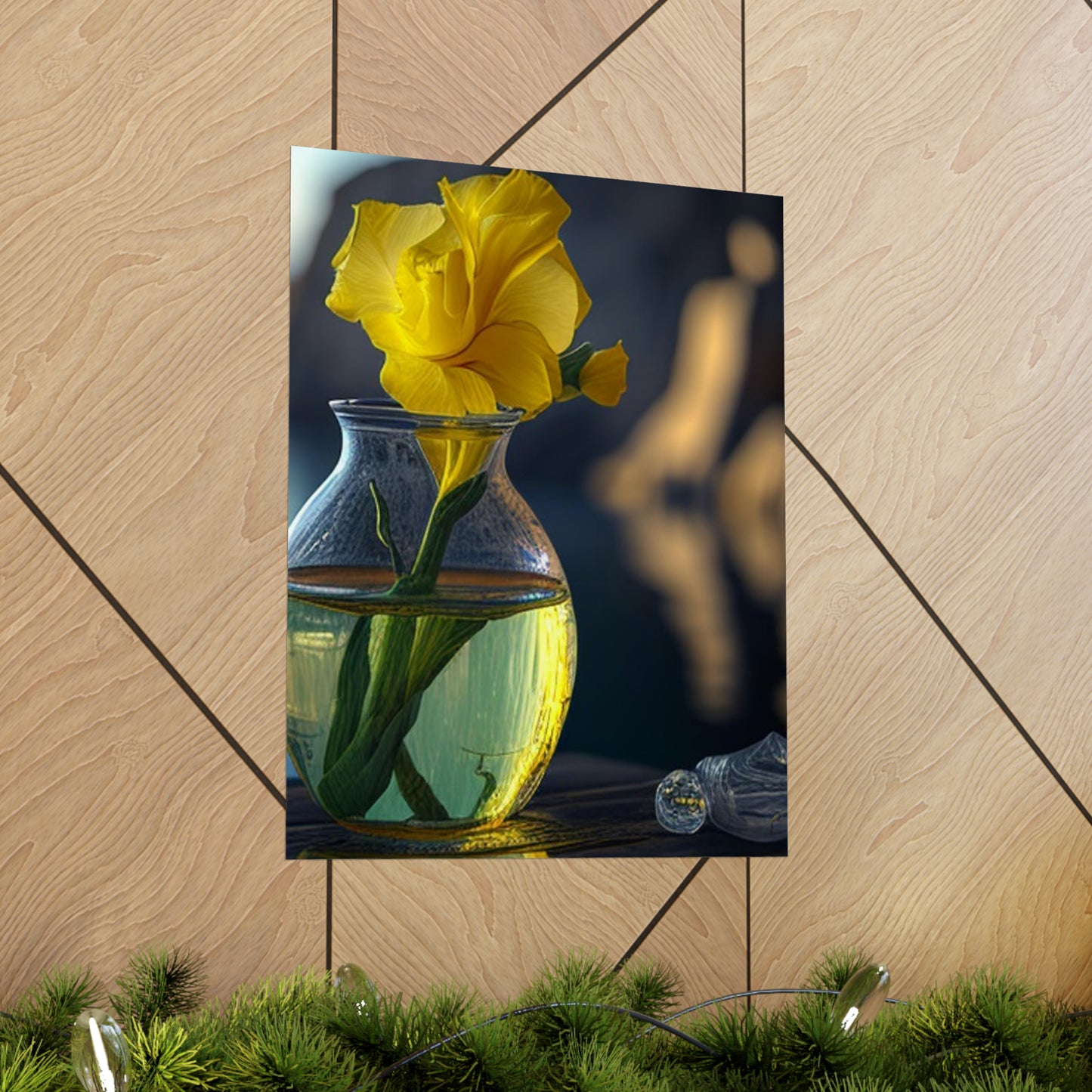 Premium Matte Vertical Posters Yellow Gladiolus glass 3