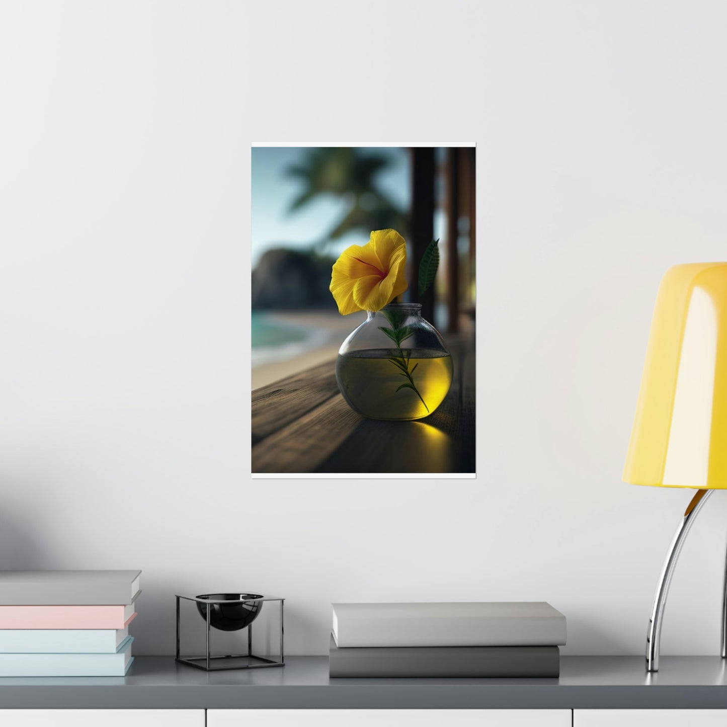 Premium Matte Vertical Posters Yellow Hibiscus Wood 3