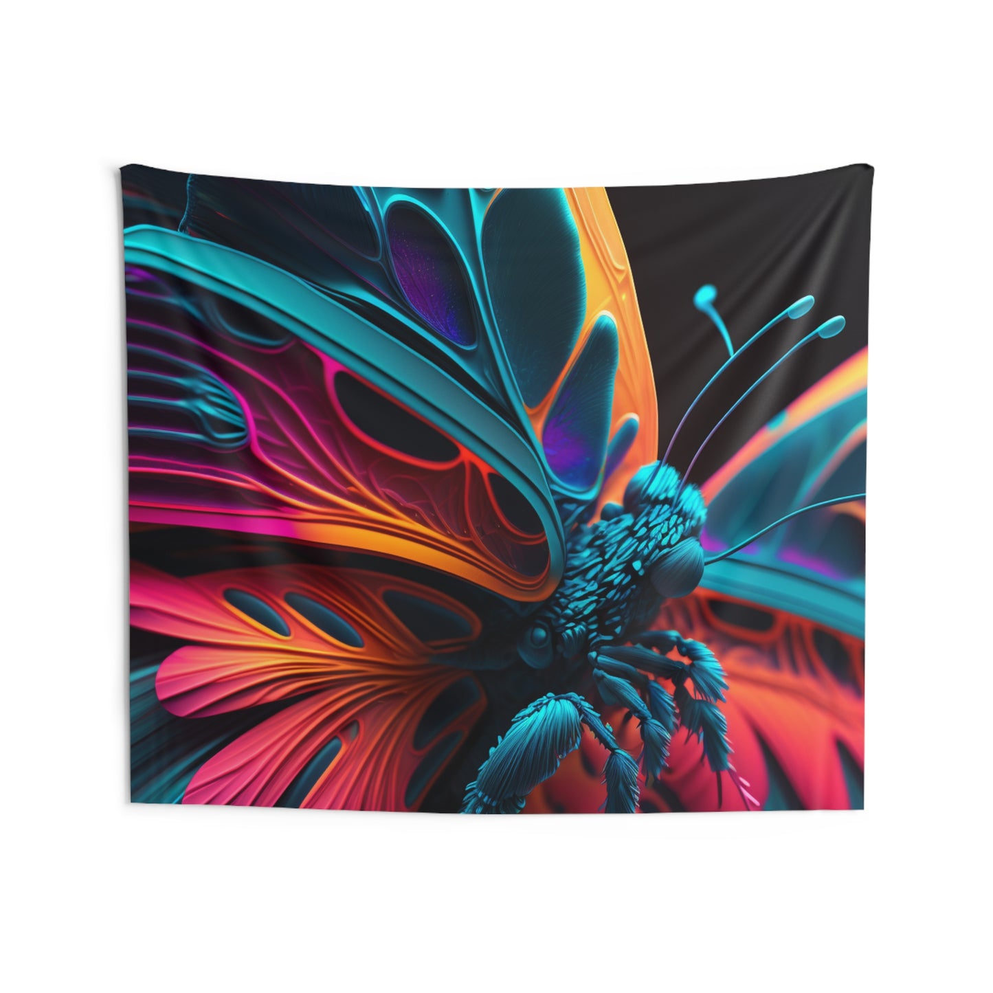 Indoor Wall Tapestries Neon Butterfly Macro 4