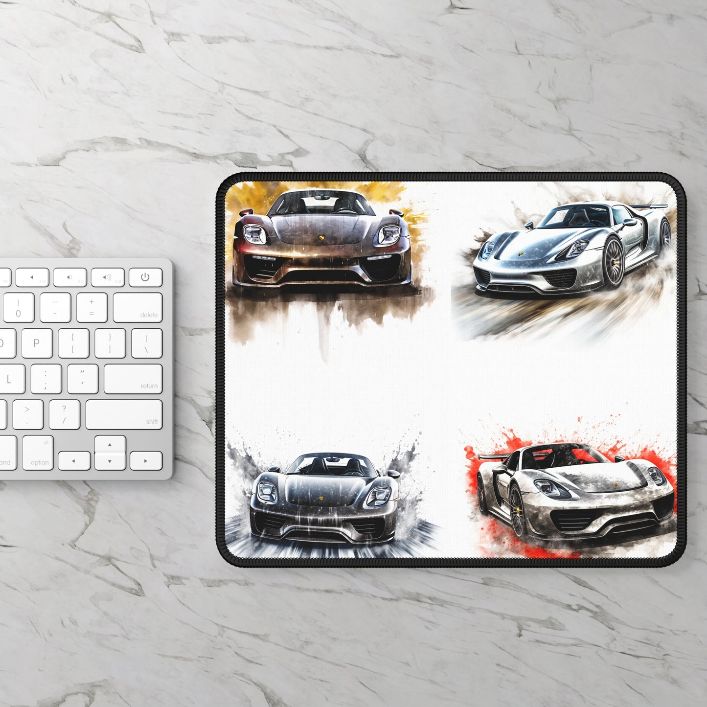 Gaming Mouse Pad  918 Spyder white background driving fast with water splashing 5