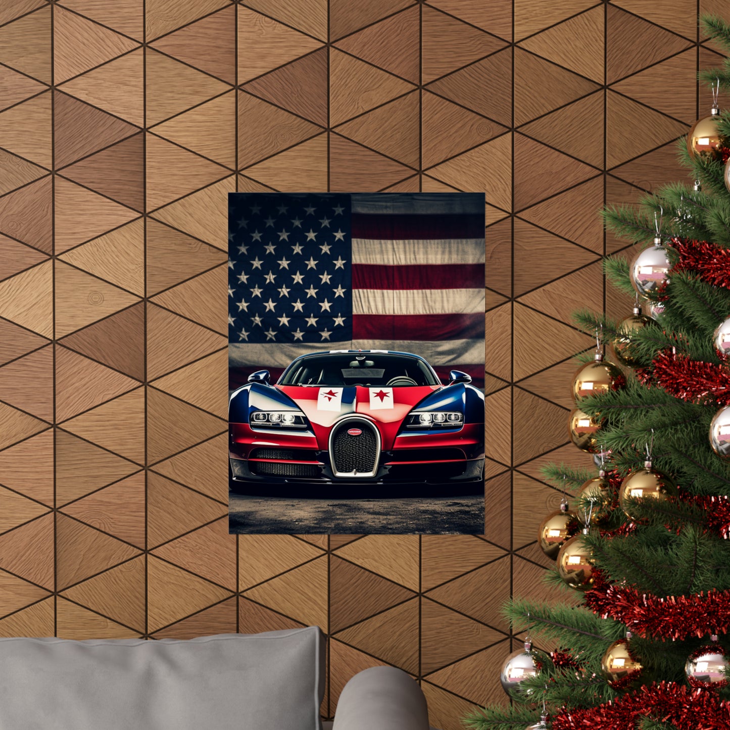 Premium Matte Vertical Posters Bugatti American Flag 3