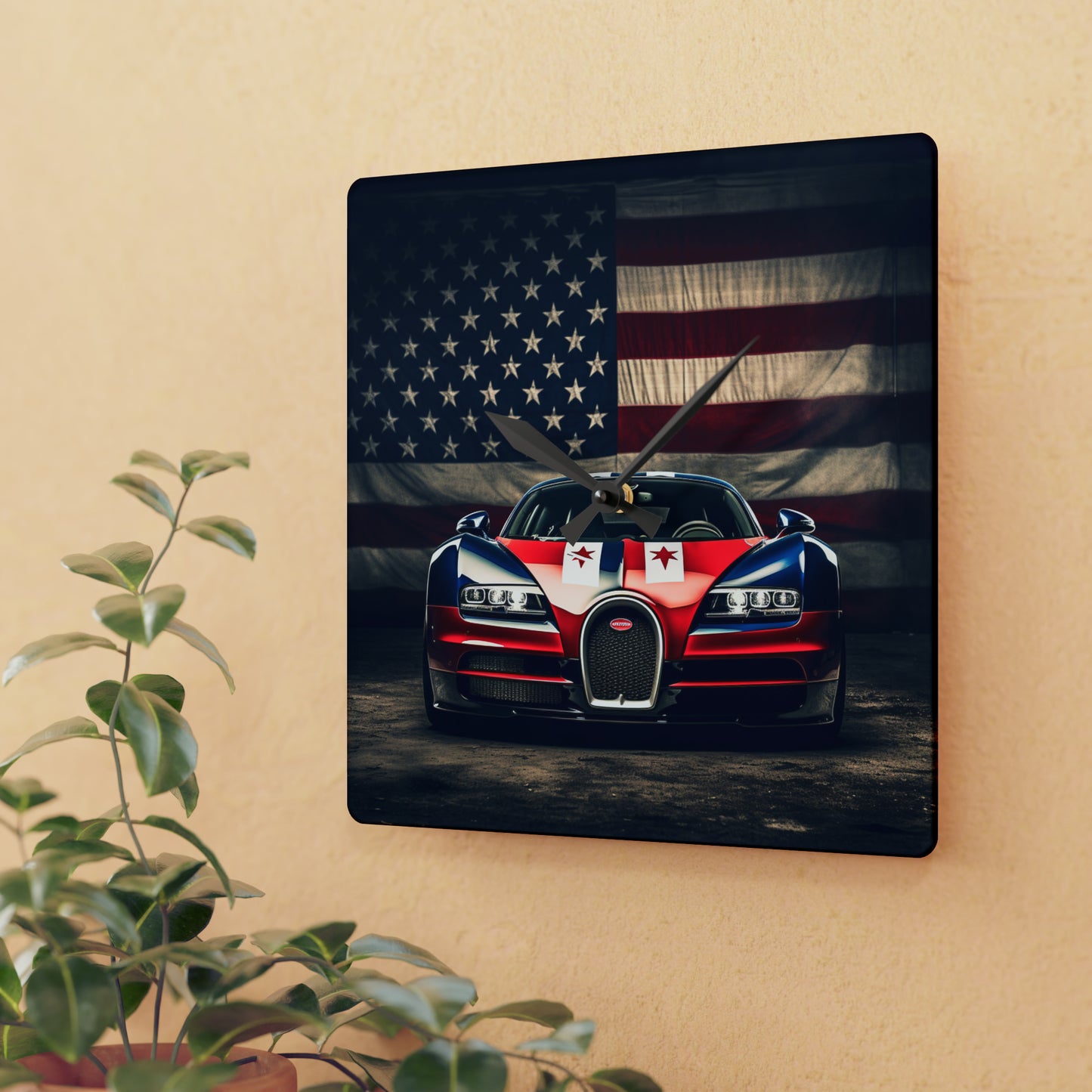 Acrylic Wall Clock Bugatti American Flag 3