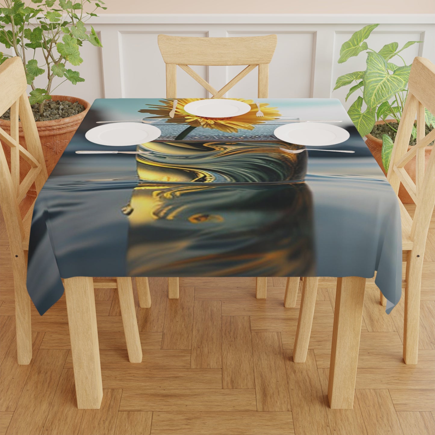 Tablecloth yello Gerbera glass 2