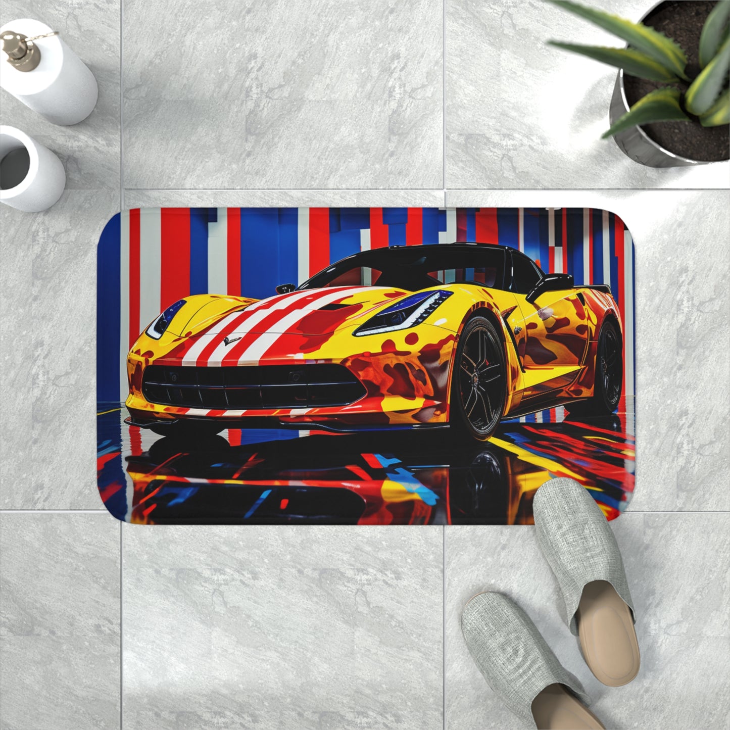 Memory Foam Bath Mat Macro Flag Ferrari 4