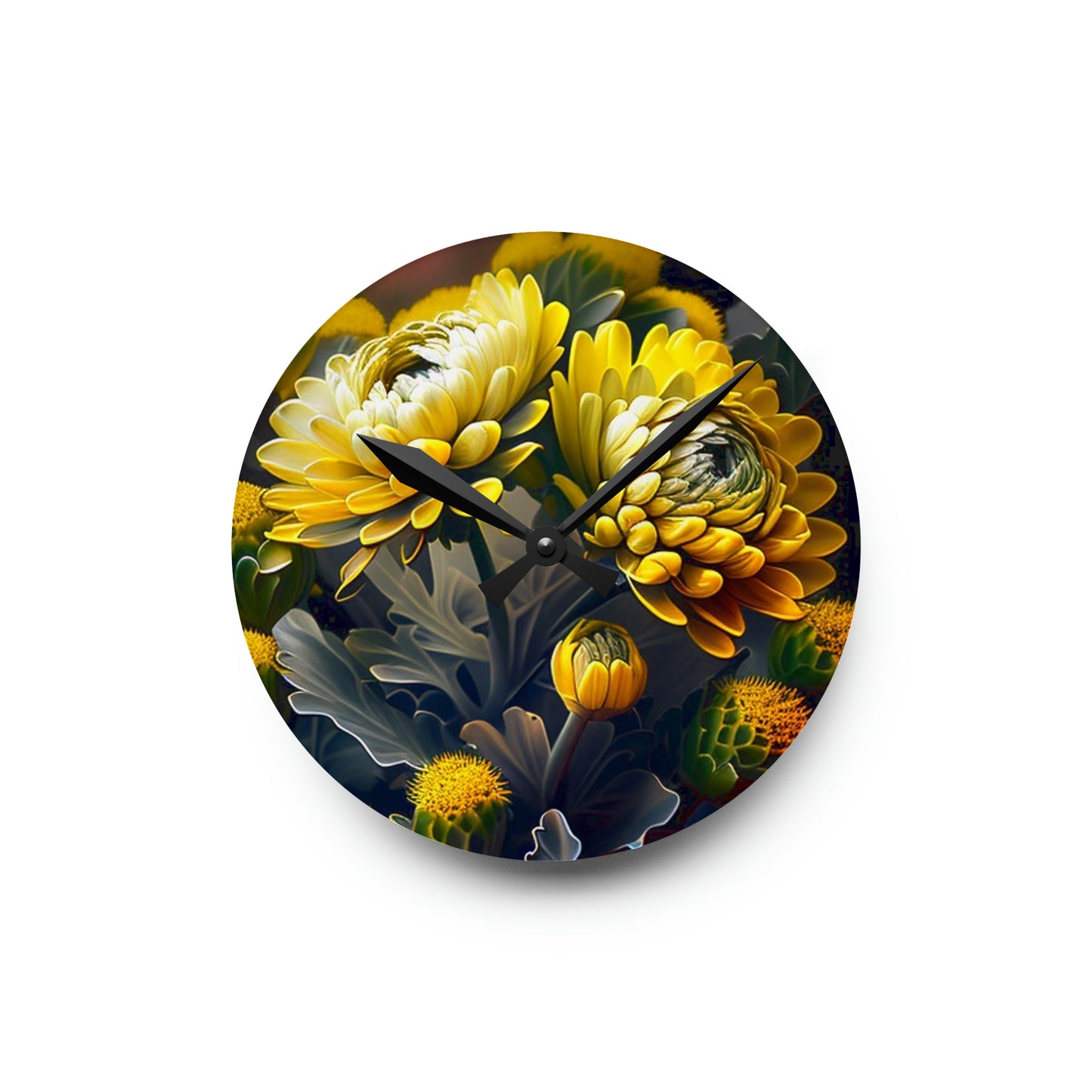 Acrylic Wall Clock Yellow Hermosas Flores Amarillas 2