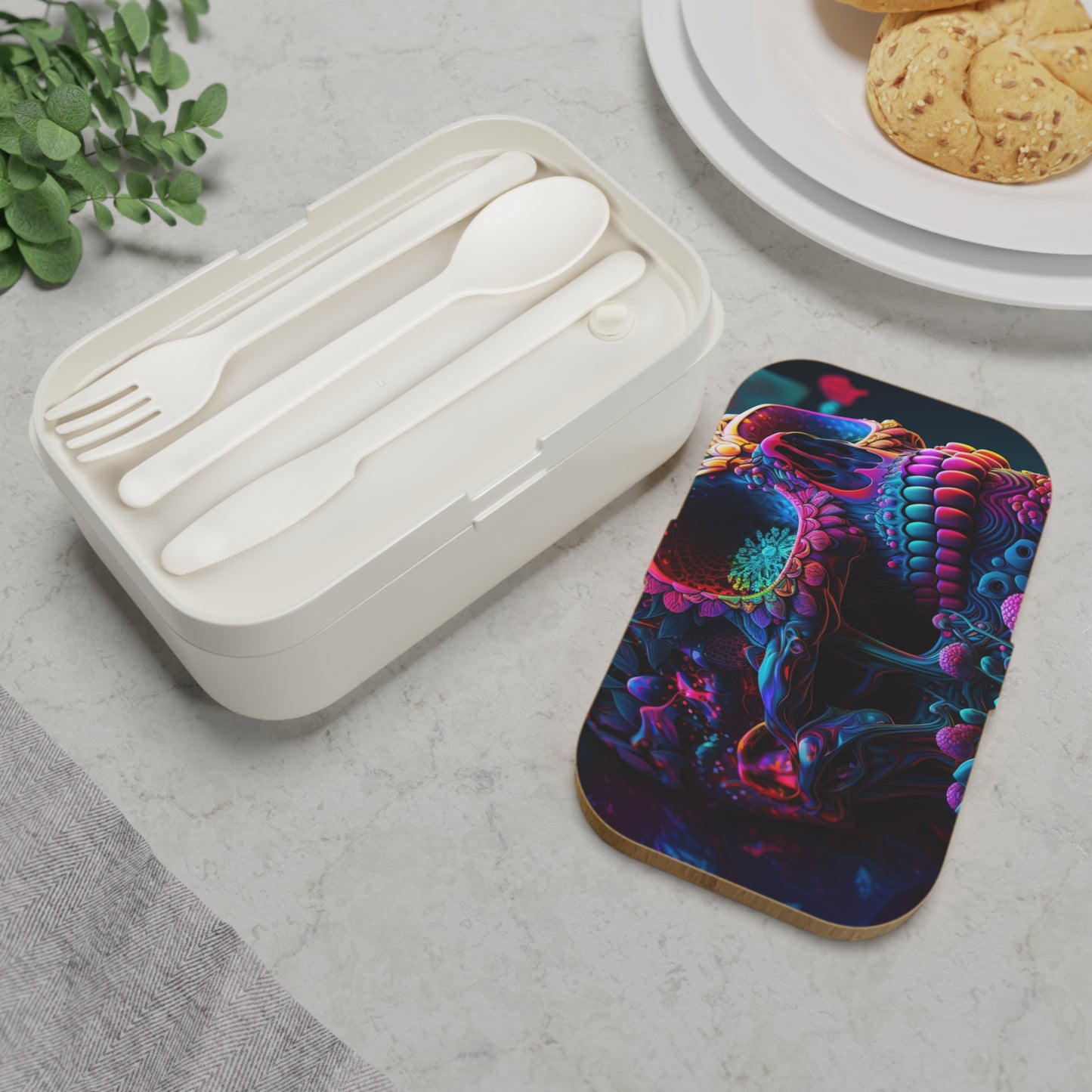 Bento Lunch Box Florescent Skull Death 3