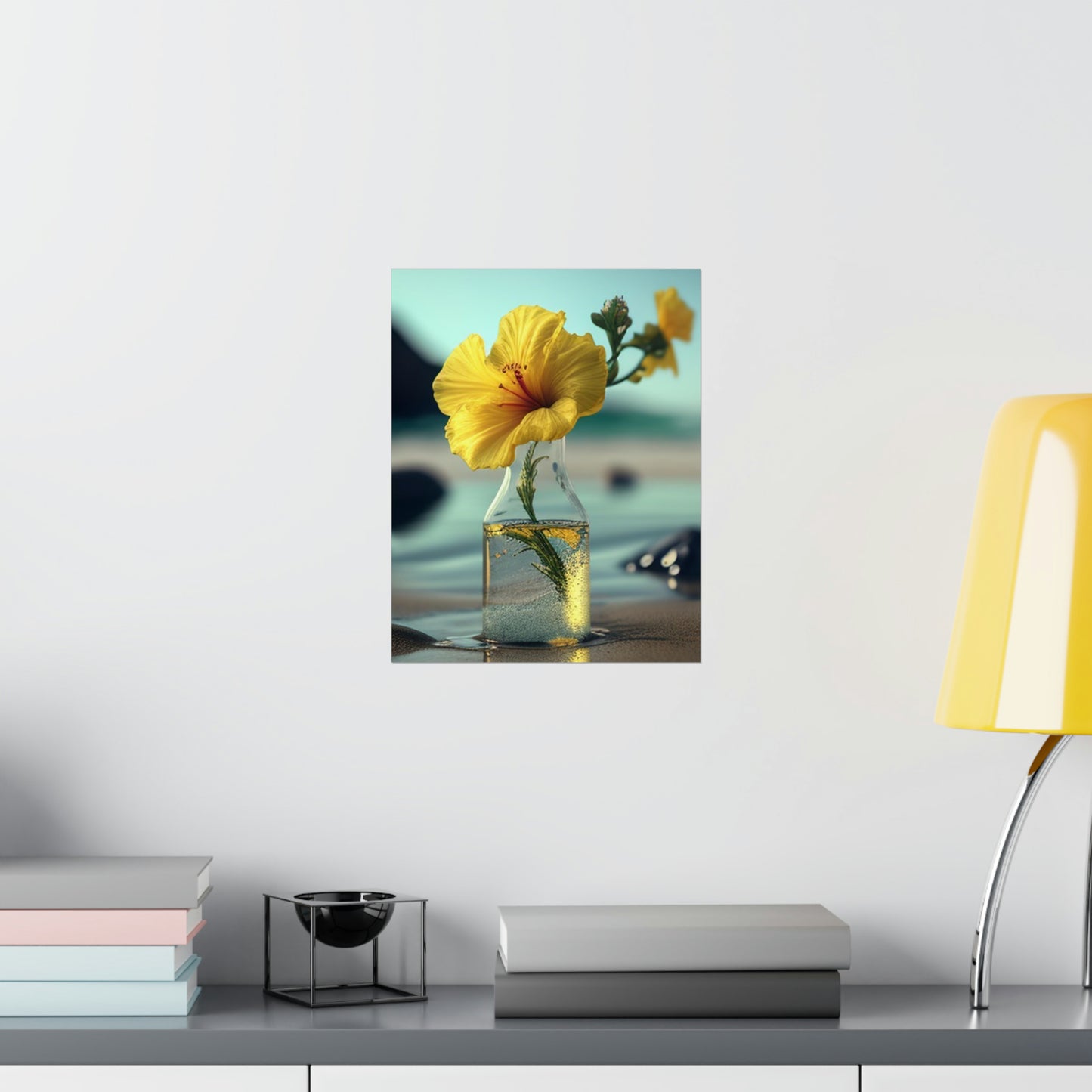 Premium Matte Vertical Posters Yellow Hibiscus glass 3