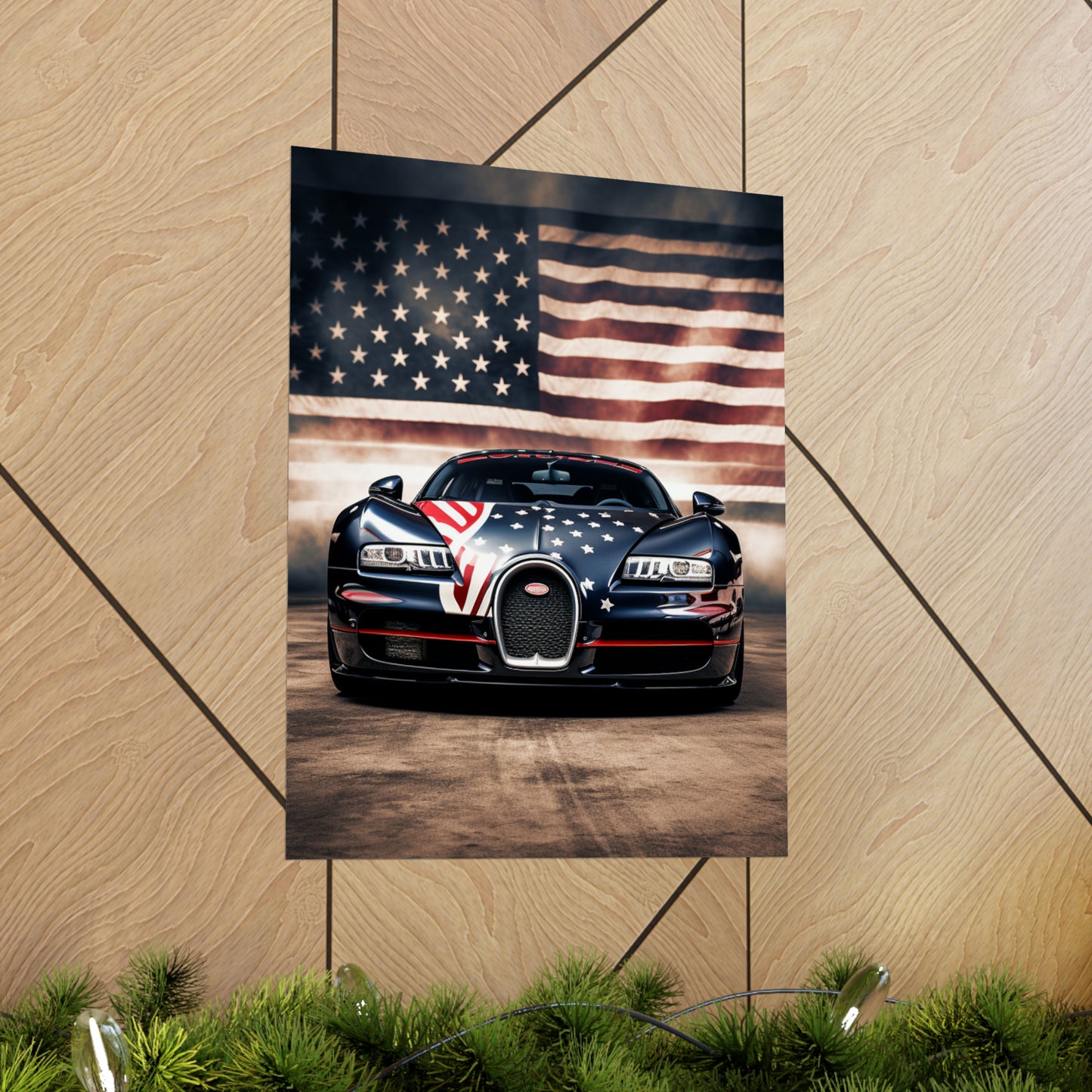 Premium Matte Vertical Posters Bugatti American Flag 2