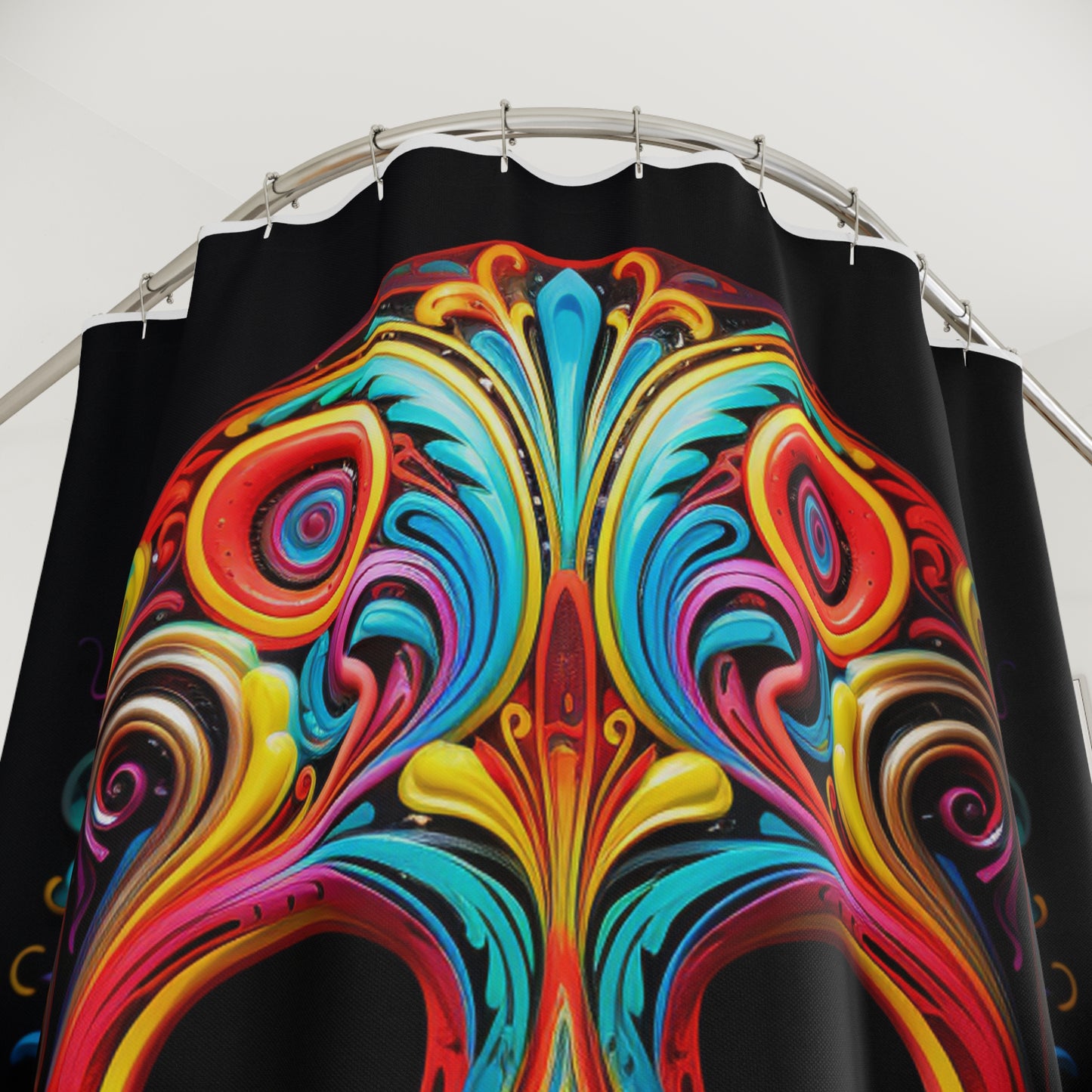 Polyester Shower Curtain Macro Skull Color 1