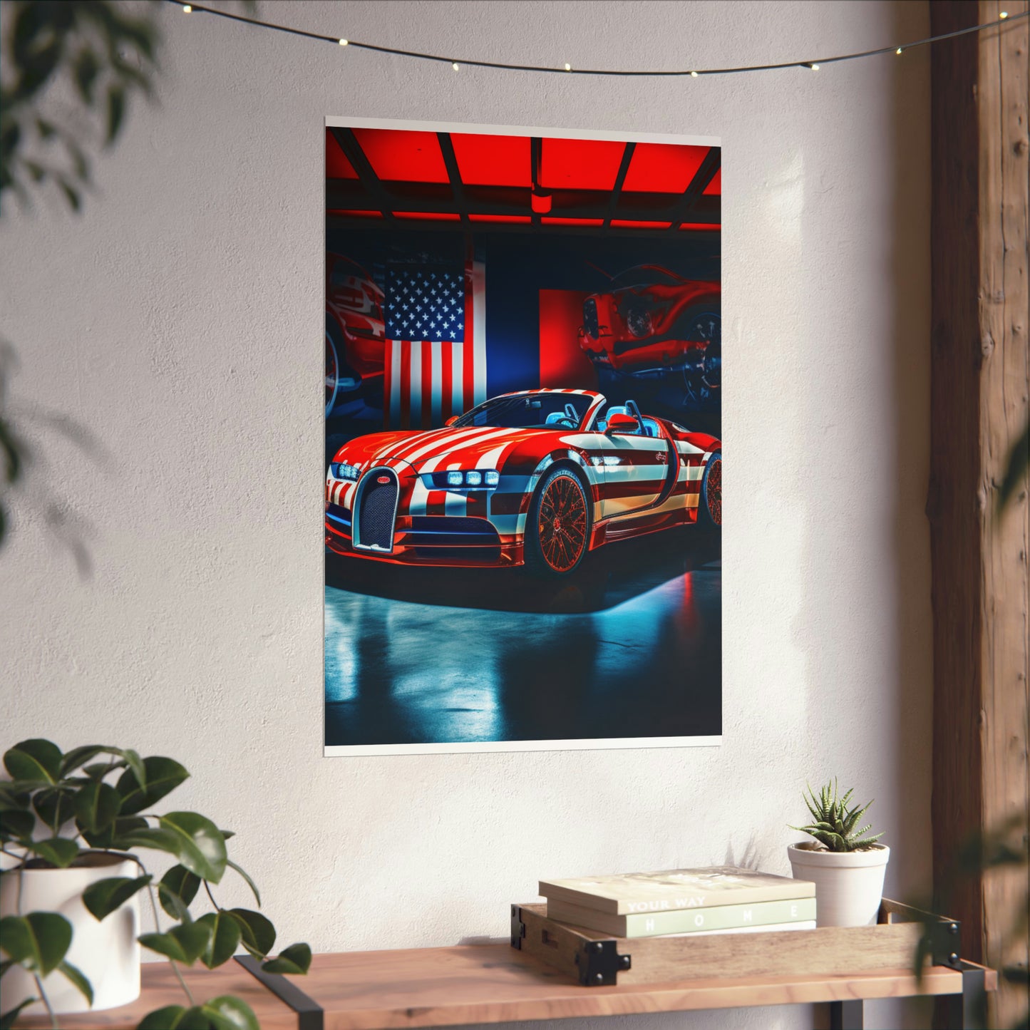 Premium Matte Vertical Posters Macro Bugatti American Flag 2