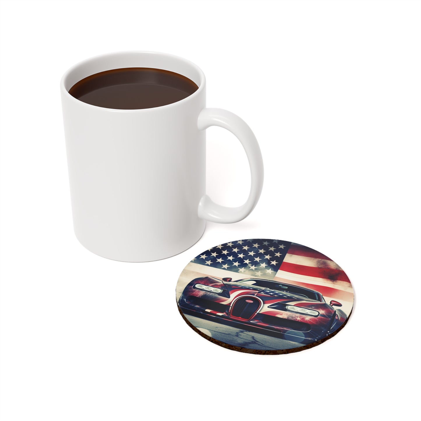 Cork Back Coaster Abstract American Flag Background Bugatti 1