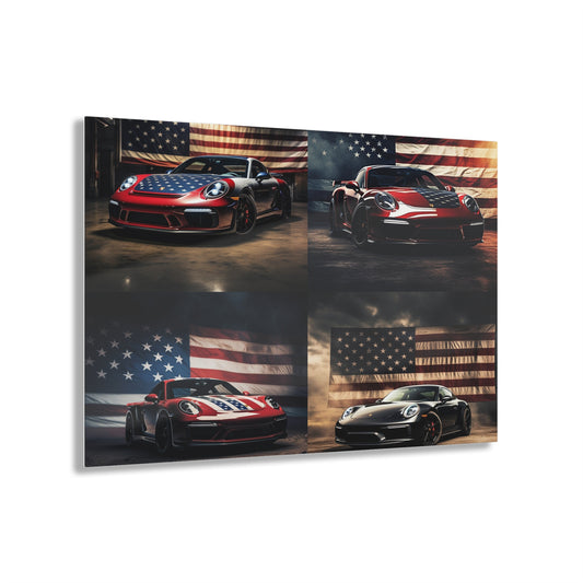 Acrylic Prints American Flag Background Porsche 5